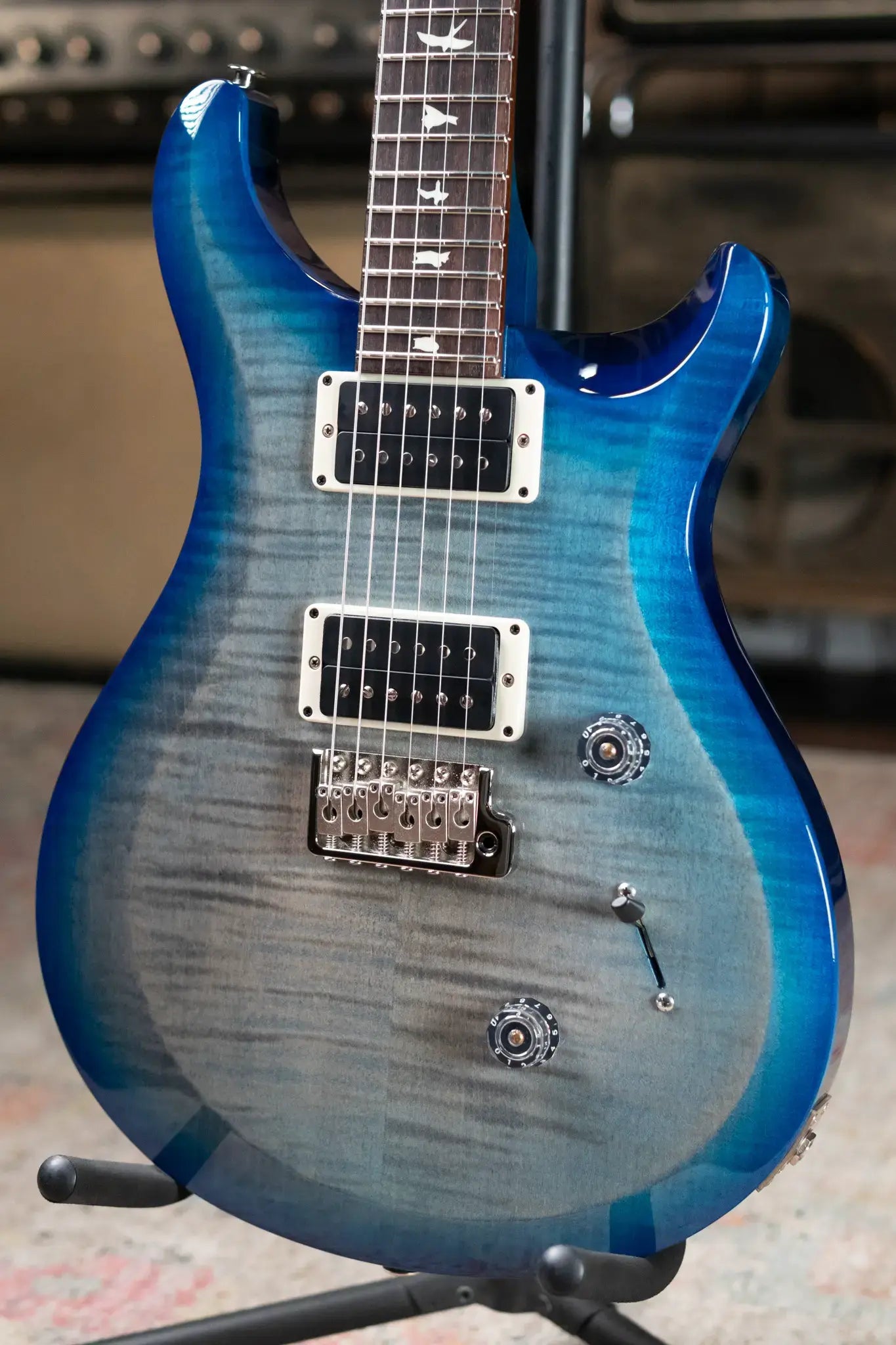 PRS S2 Custom 24 Electric Guitar - Faded Gray/Black Blue Burst with Gig Bag