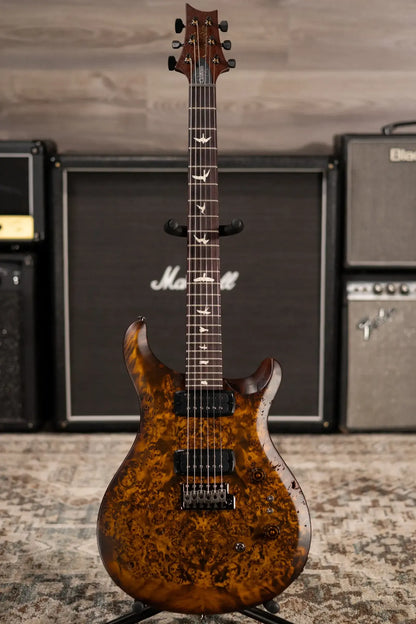 PRS S2 LTD Edition Custom 24-08 Poplar Burl Top Electric Guitar - Satin Black Gold Burst with Gig Bag