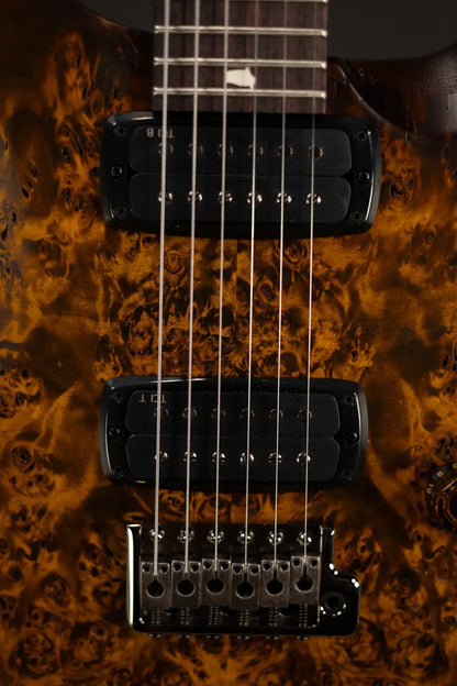 PRS S2 LTD Edition Custom 24-08 Poplar Burl Top Electric Guitar - Satin Black Gold Burst with Gig Bag