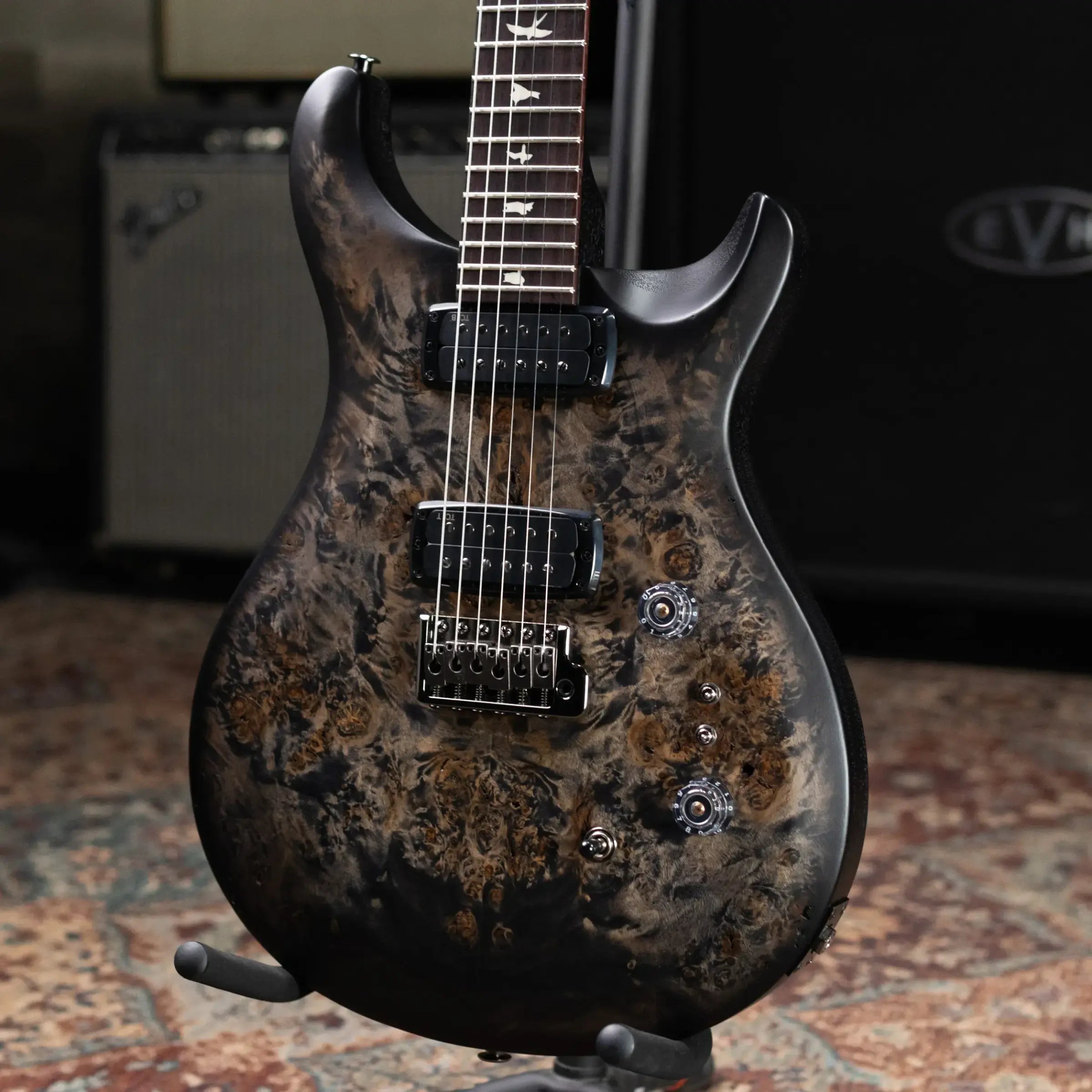 PRS S2 LTD Edition Custom 24-08 Poplar Burl Top Electric Guitar - Satin Charcoal Burst with Gig Bag