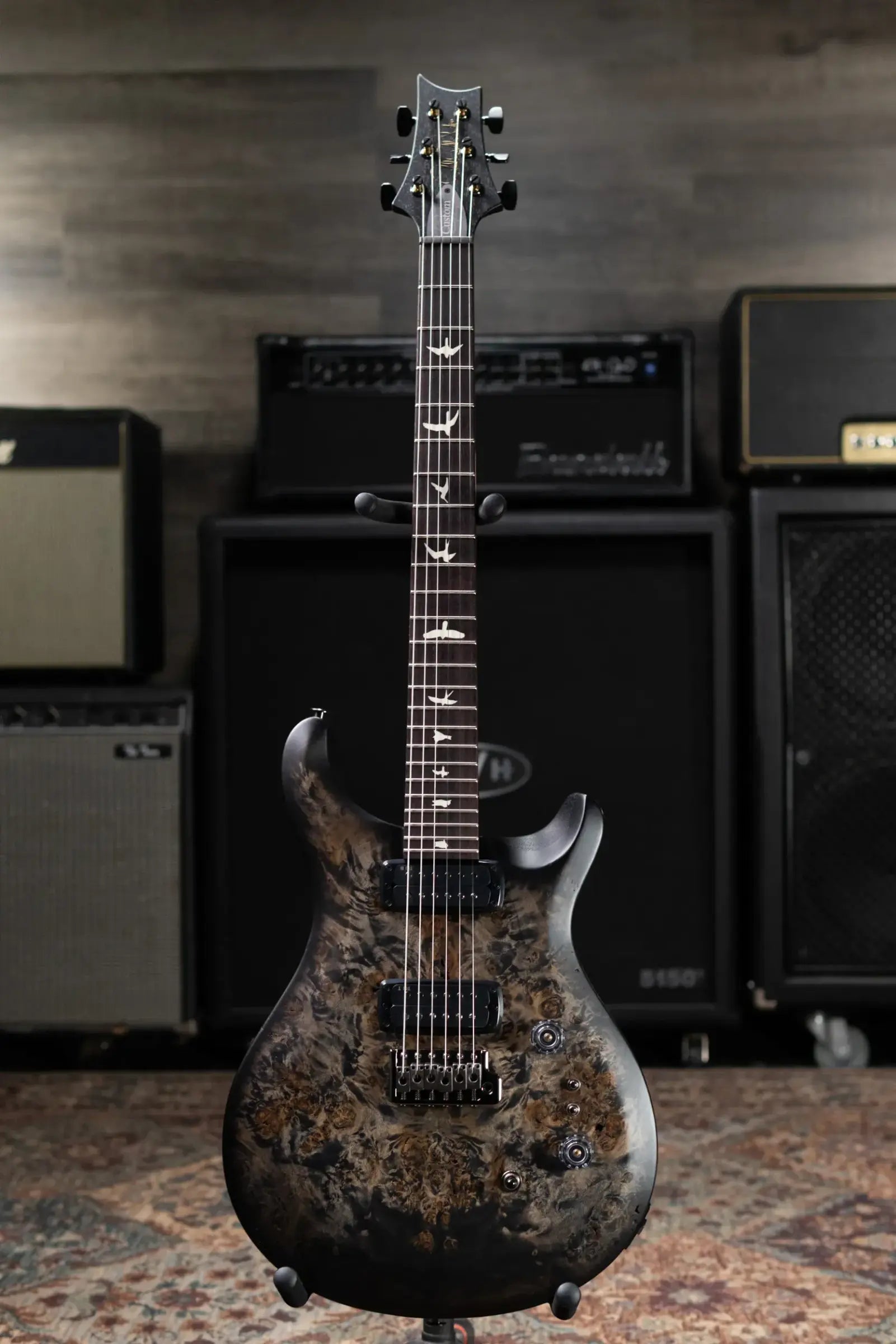 PRS S2 LTD Edition Custom 24-08 Poplar Burl Top Electric Guitar - Satin Charcoal Burst with Gig Bag