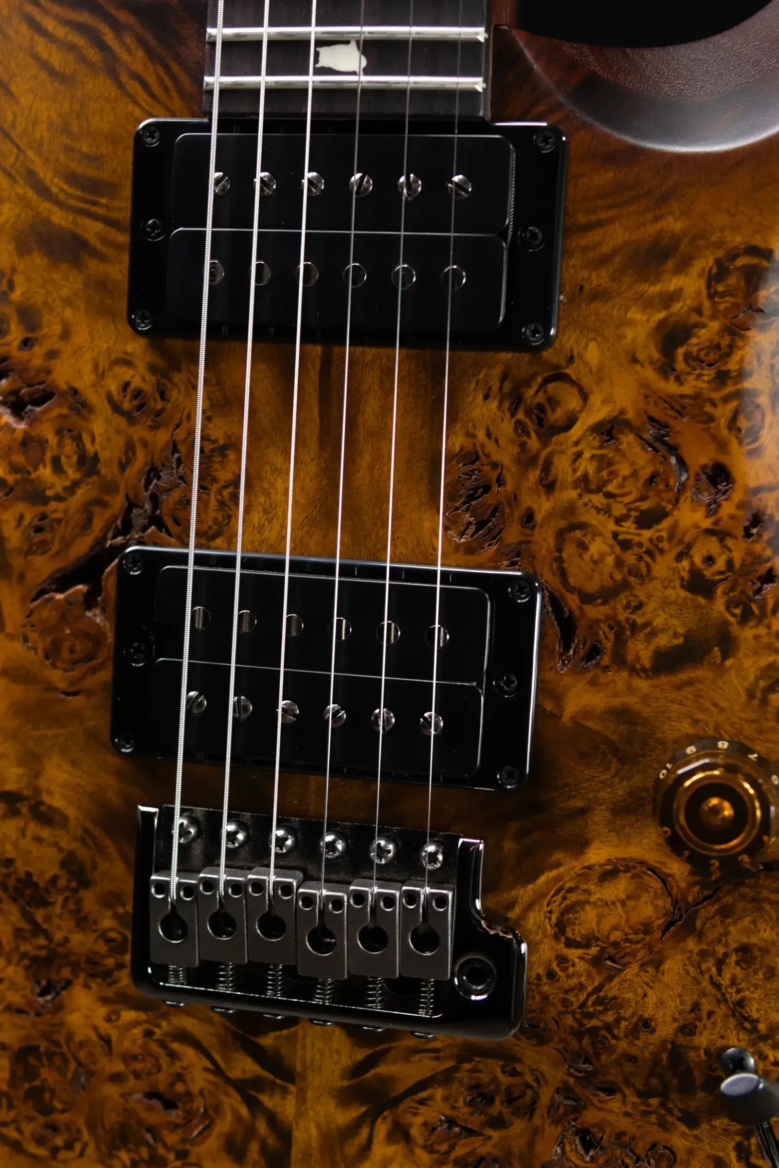 PRS S2 LTD Edition Custom 24 Poplar Burl Top Electric Guitar - Satin Black Gold Burst with Gig Bag