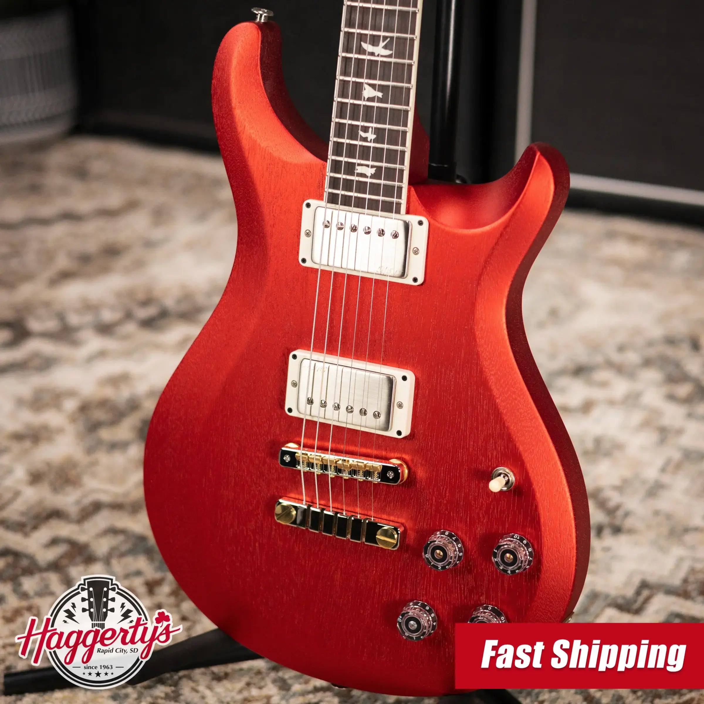 PRS S2 McCarty 594 Thinline Satin Electric Guitar - Red Apple Metallic with Gig Bag