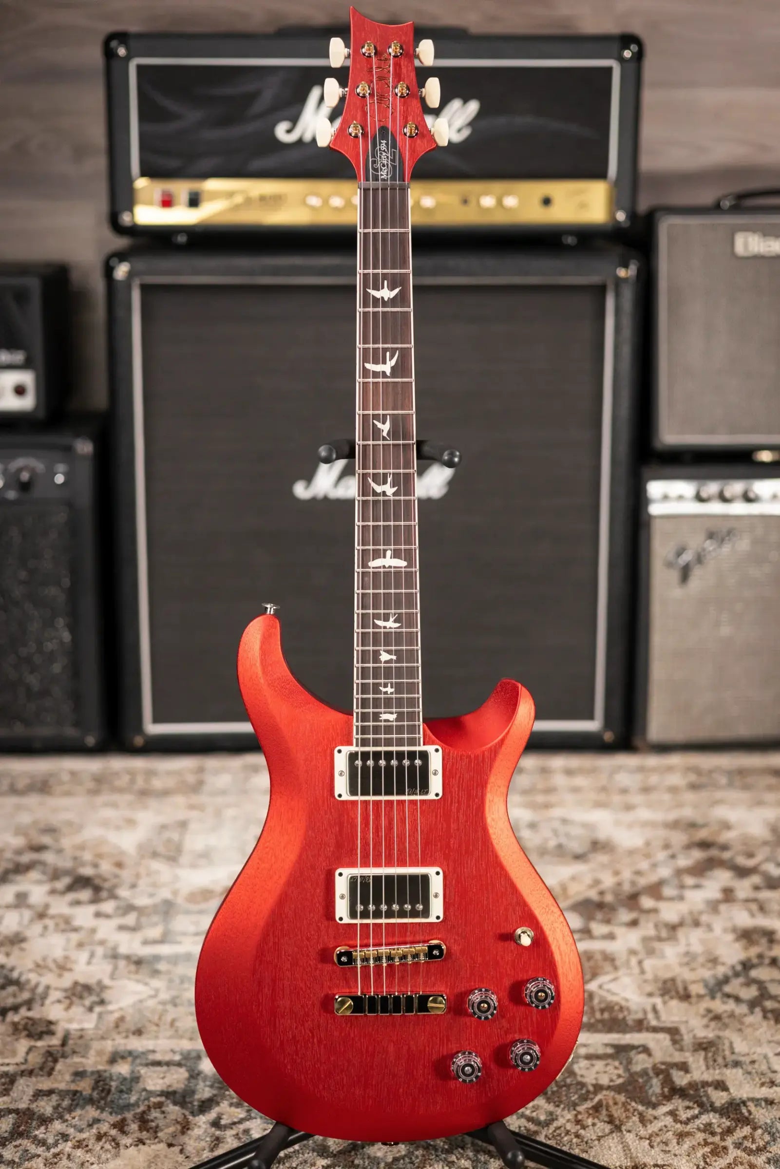 PRS S2 McCarty 594 Thinline Satin Electric Guitar - Red Apple Metallic with Gig Bag