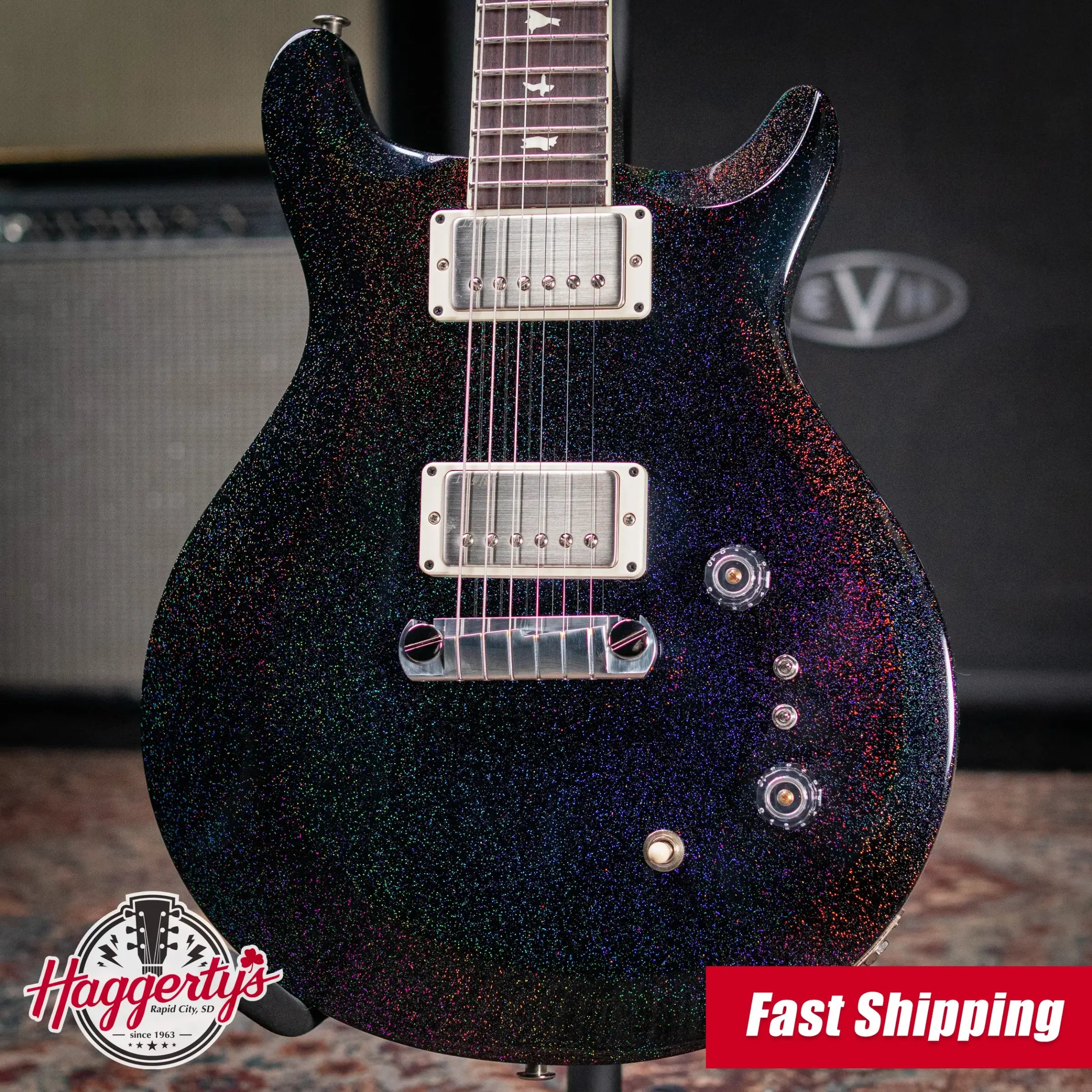 PRS S2 Mira 594 Electric Guitar - Black Rainbow Holoflake with Gig Bag