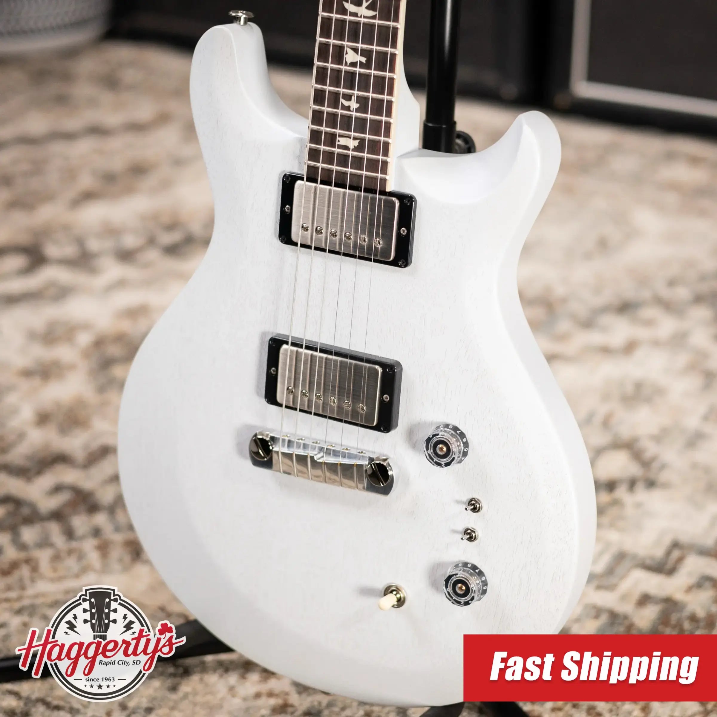 PRS S2 Mira 594 Satin Electric Guitar - Pearl White with Gig Bag
