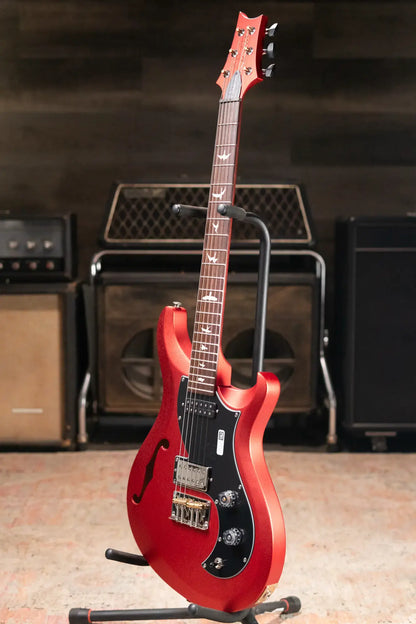 PRS S2 Vela Semi-Hollow Satin Electric Guitar - Red Apple Metallic with Gig Bag