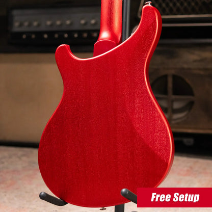 PRS S2 Vela Semi-Hollow Satin Electric Guitar - Red Apple Metallic with Gig Bag