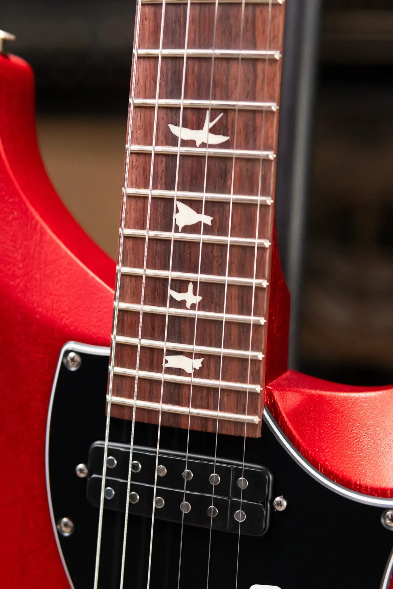 PRS S2 Vela Semi-Hollow Satin Electric Guitar - Red Apple Metallic with Gig Bag