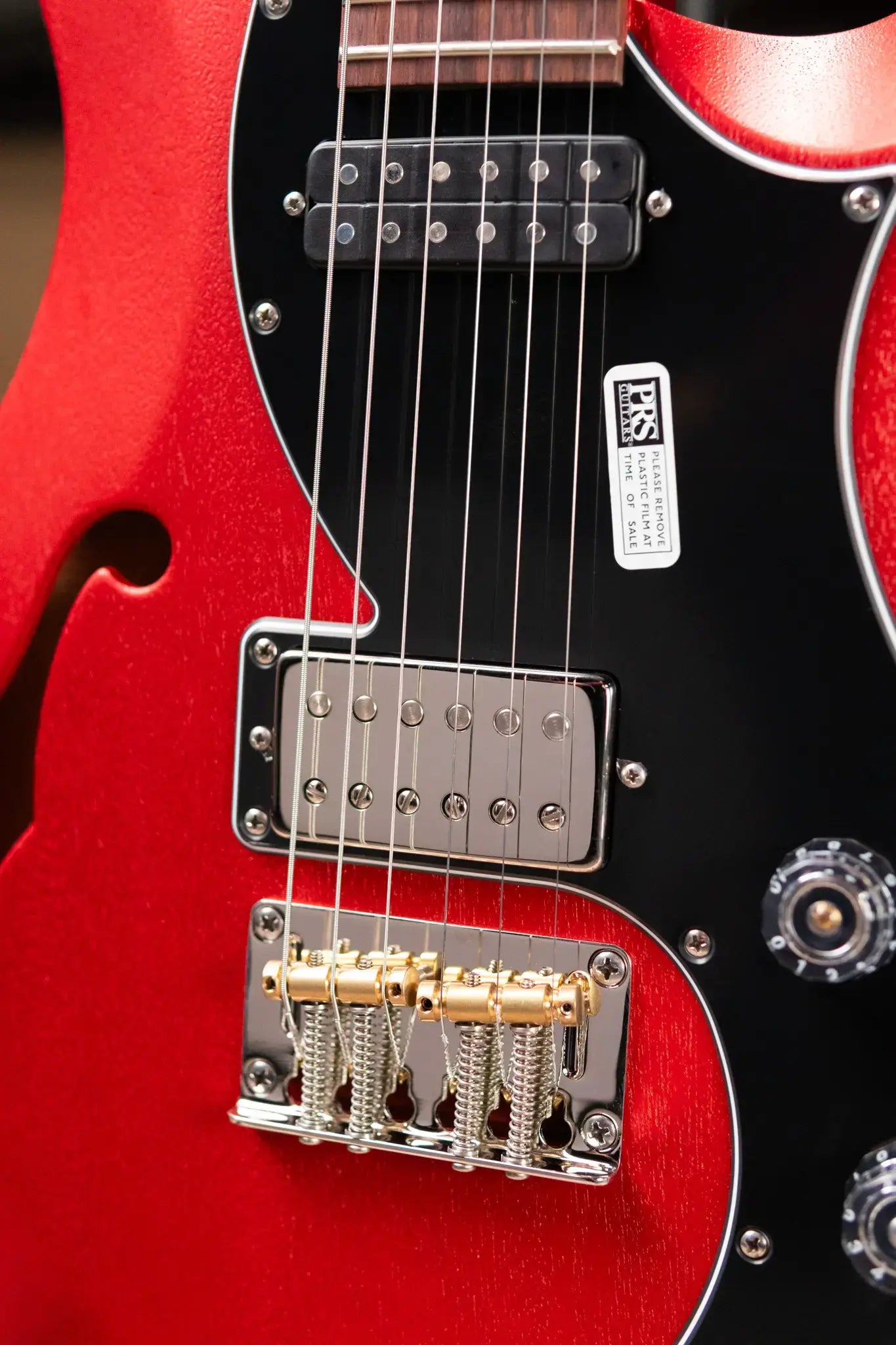 PRS S2 Vela Semi-Hollow Satin Electric Guitar - Red Apple Metallic with Gig Bag