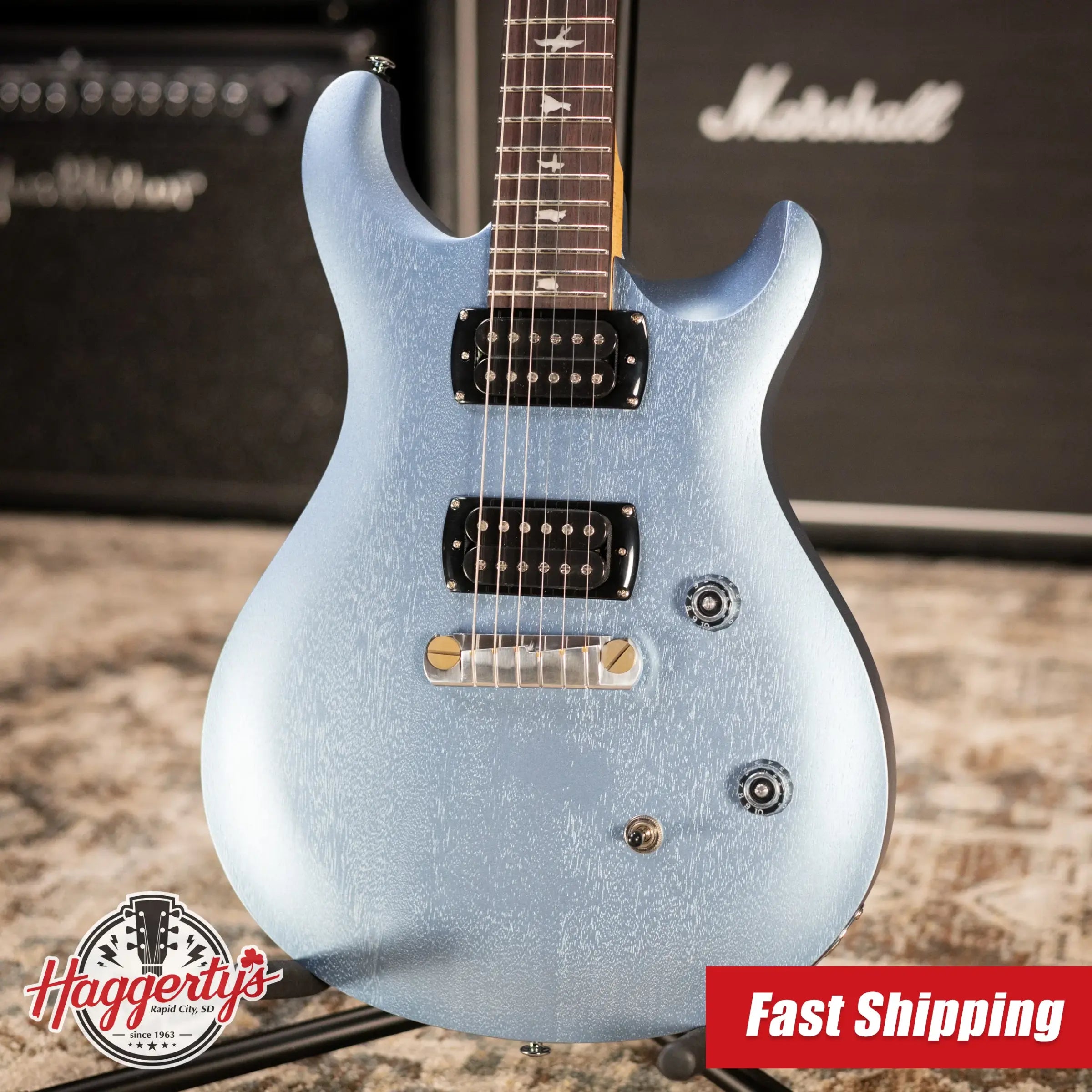 PRS SE CE 24 Standard Stoptail Satin Electric Guitar - Ice Blue Metallic with Gig Bag