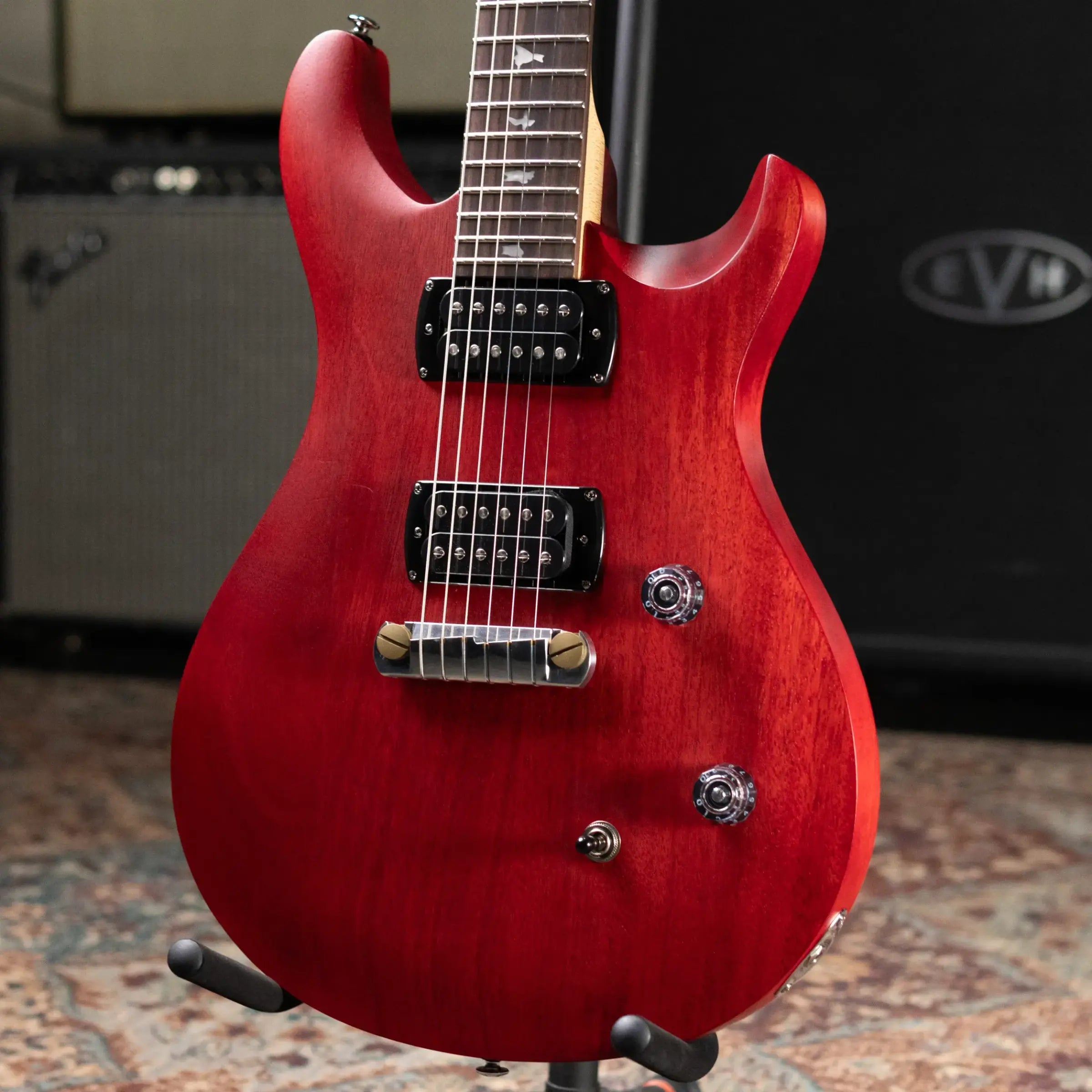 PRS SE CE 24 Standard Stoptail Satin Electric Guitar - Vintage Cherry with Gig Bag - Floor Model