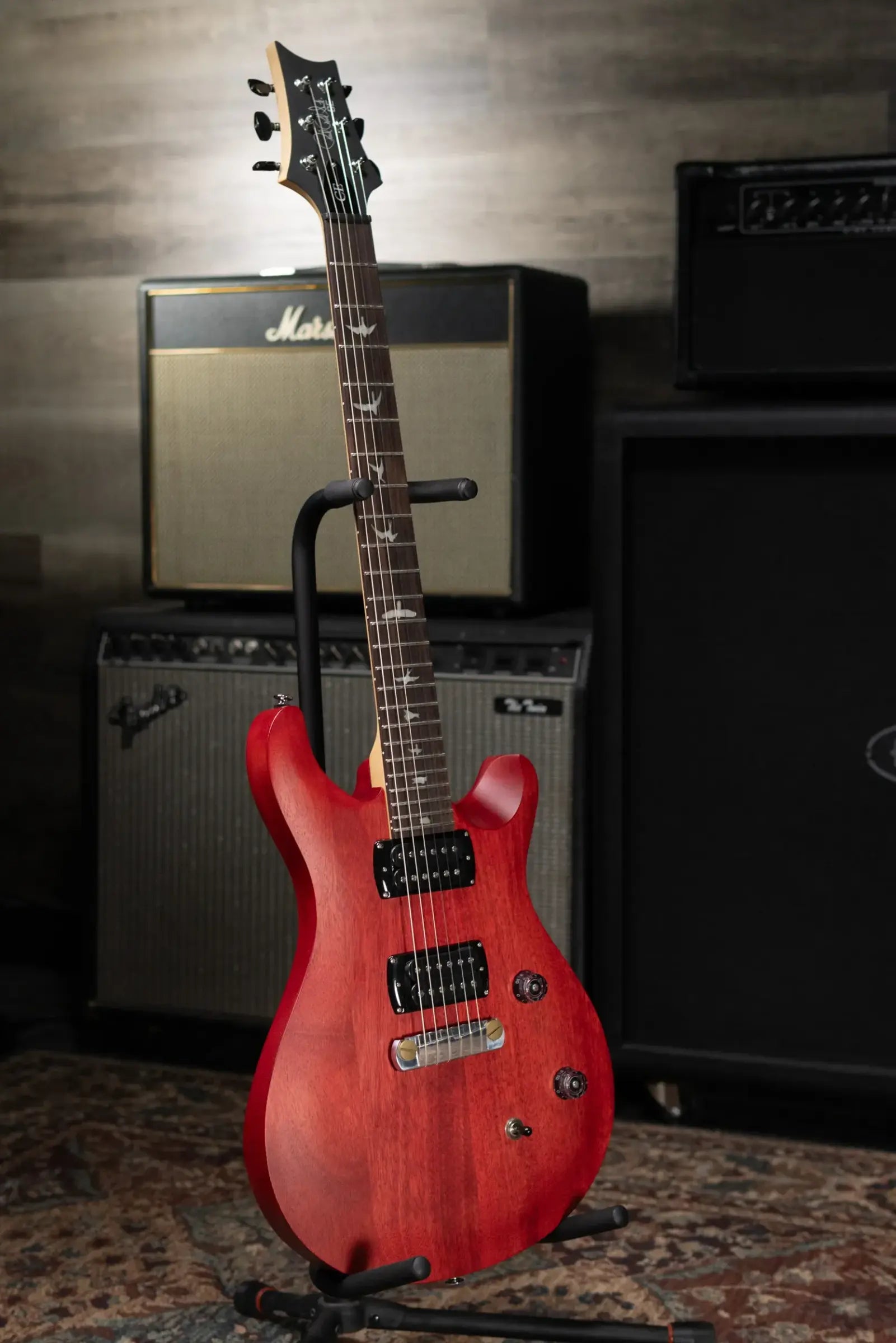 PRS SE CE 24 Standard Stoptail Satin Electric Guitar - Vintage Cherry with Gig Bag - Floor Model