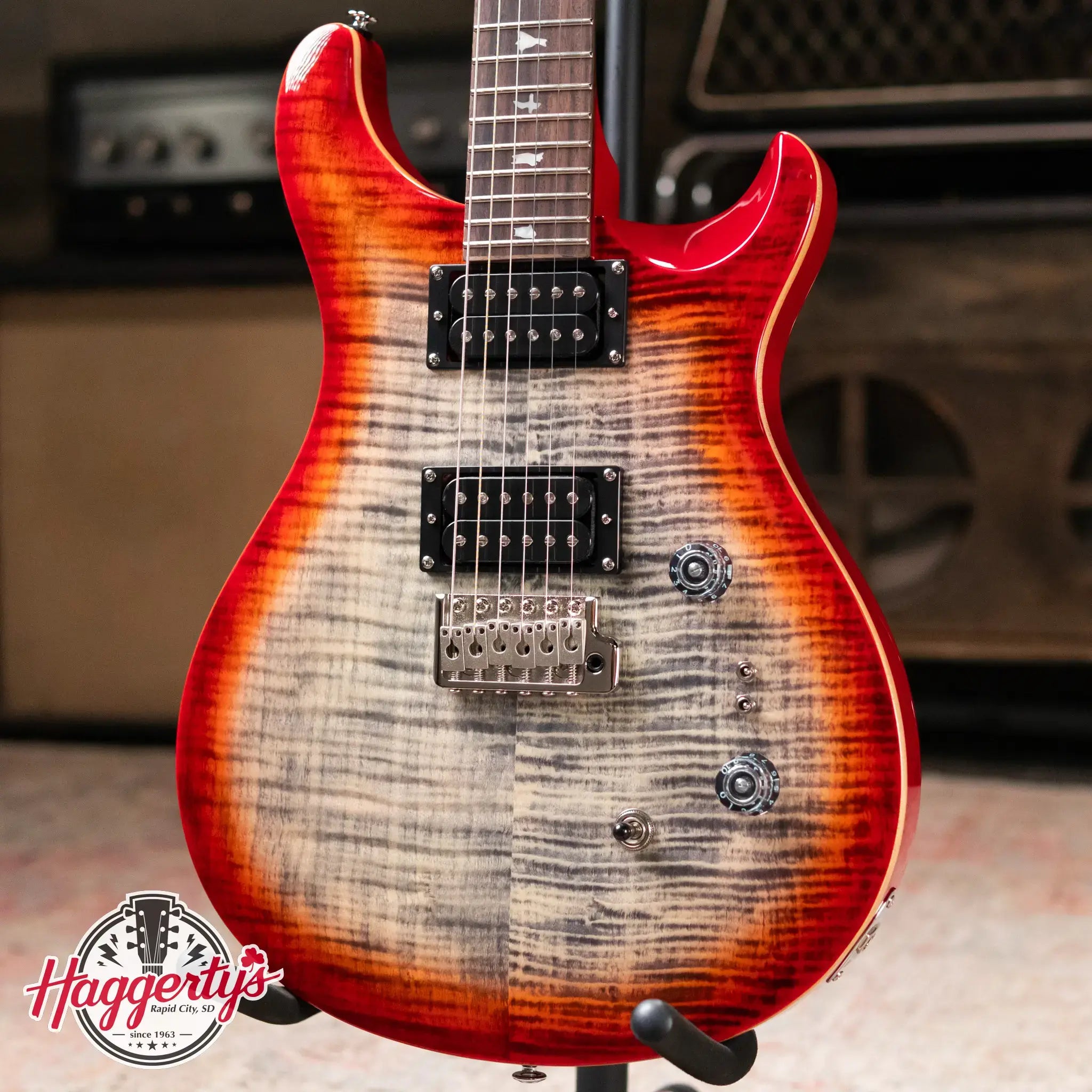 PRS SE Custom 24-08 Electric Guitar - Charcoal Cherry Burst with Gig Bag