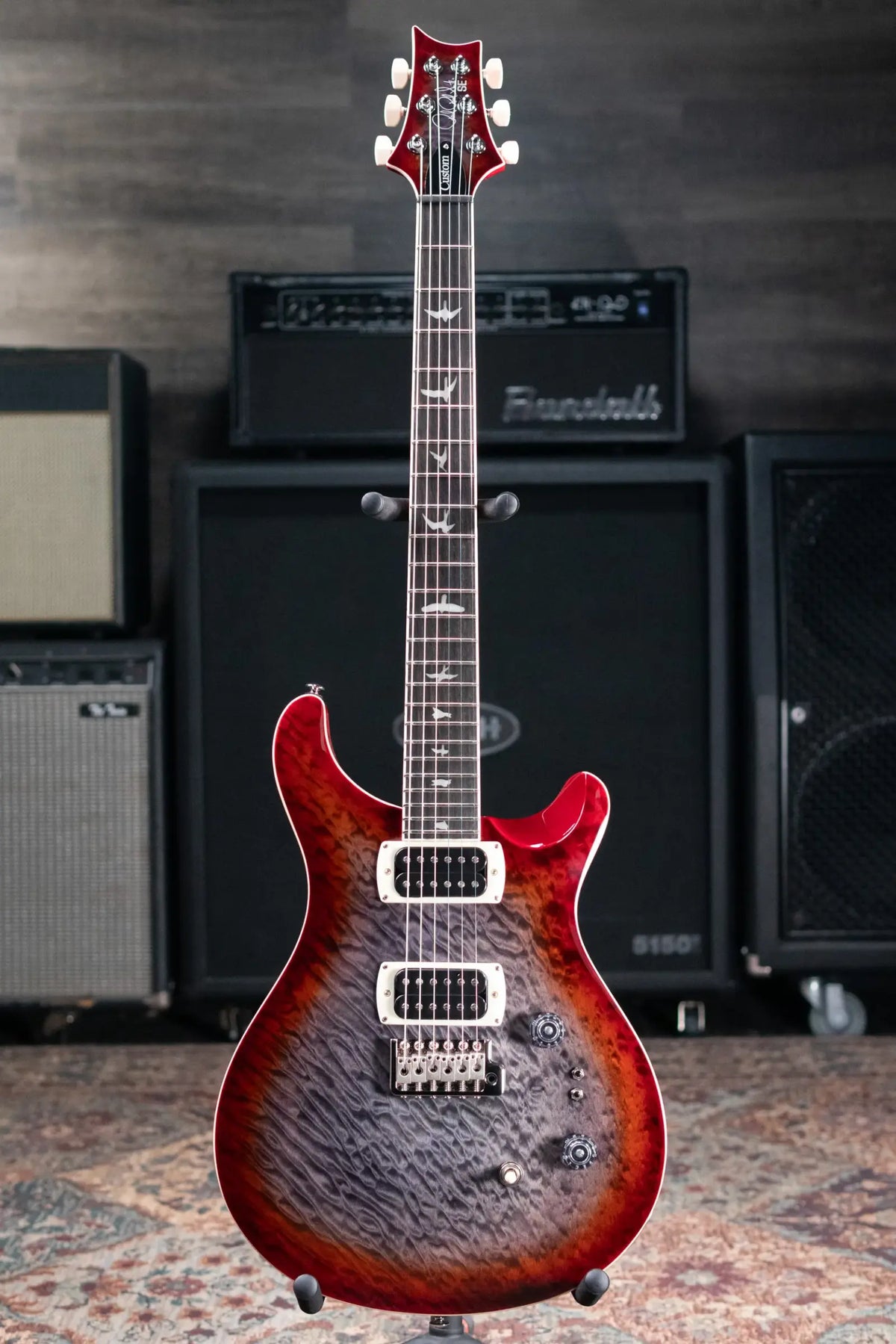 PRS SE Custom 24-08 Electric Guitar - Charcoal Cherry Burst with Gig Bag