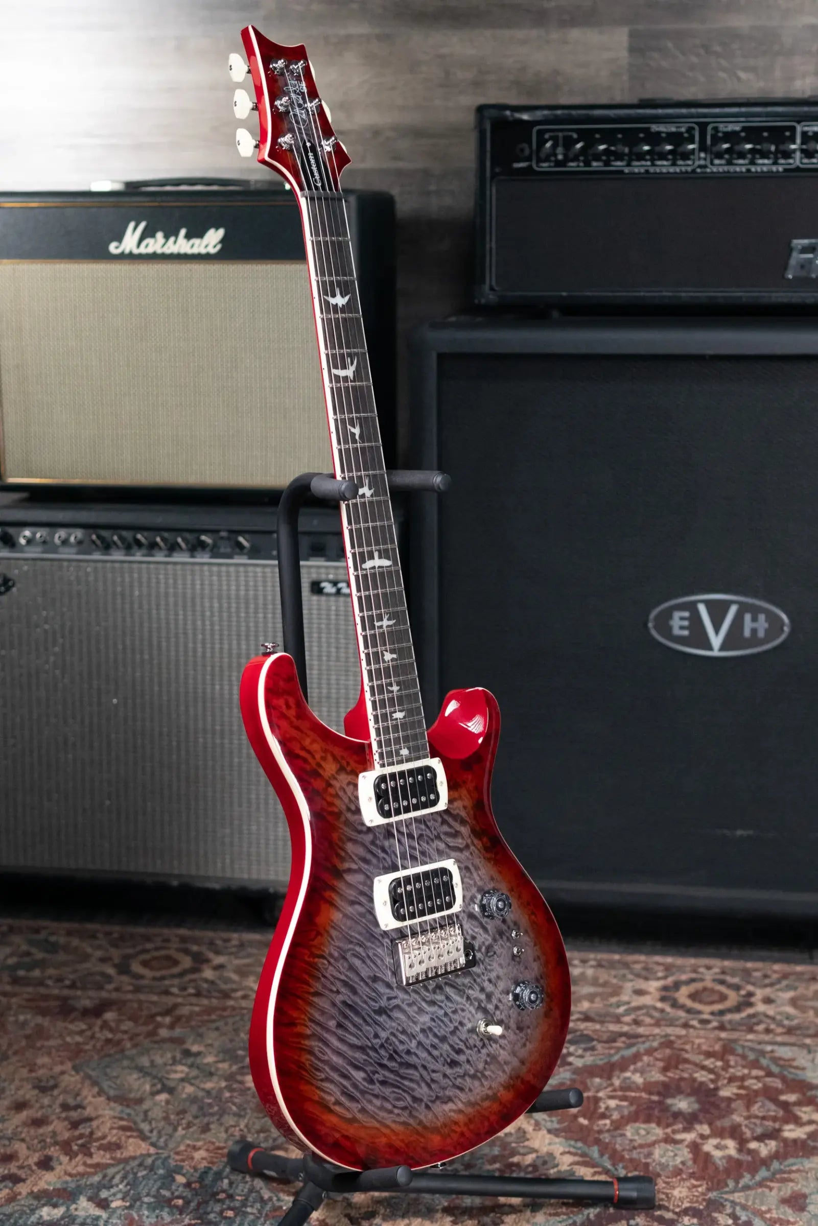PRS SE Custom 24-08 Electric Guitar - Charcoal Cherry Burst with Gig Bag