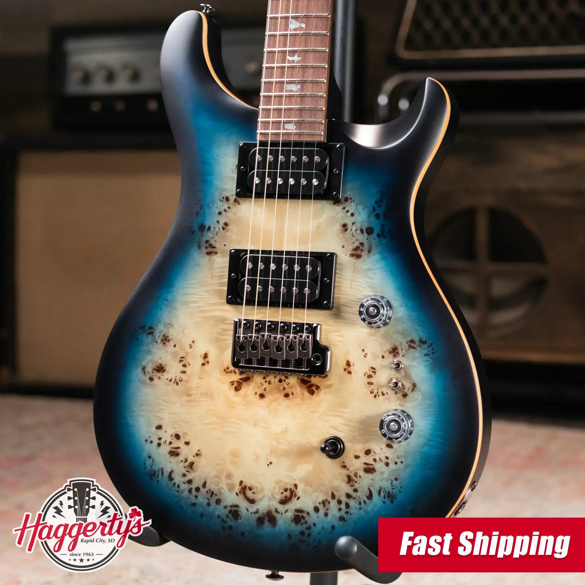 PRS SE Custom 24-08 Electric Guitar - Lake Blue Midnight Burst with Gig Bag