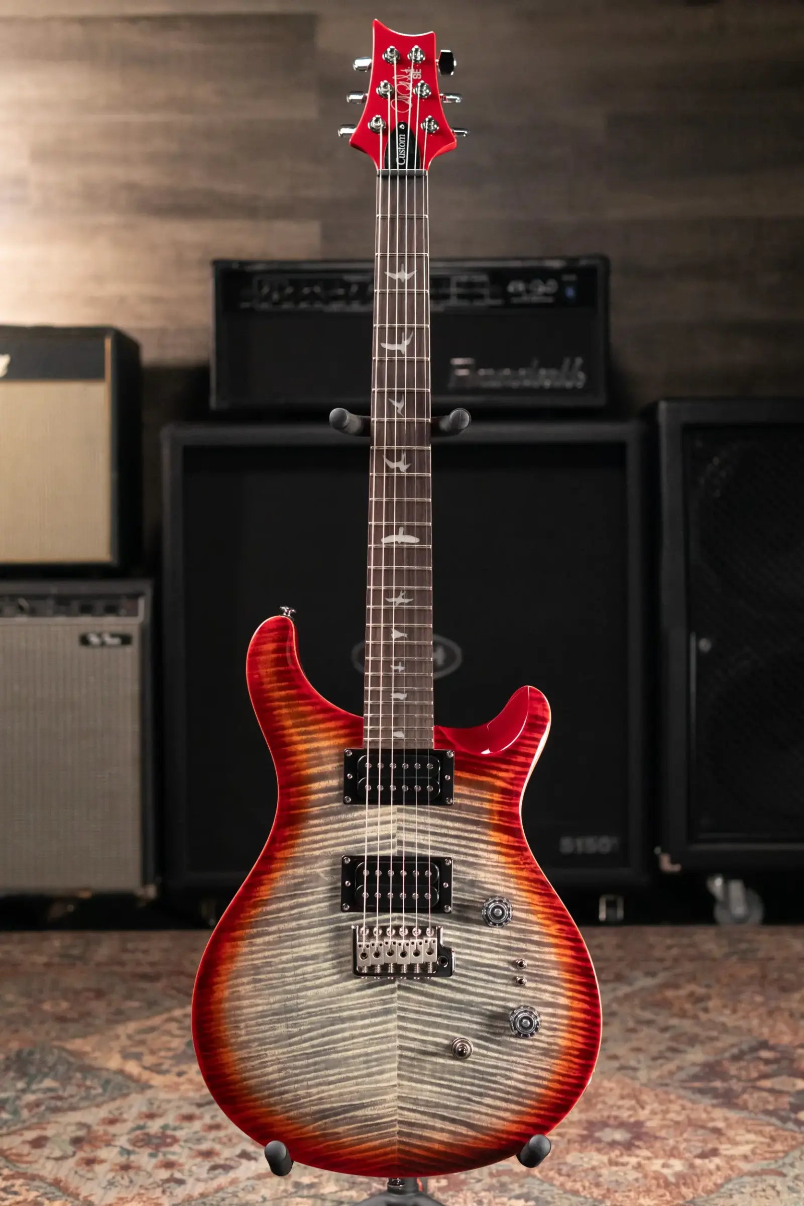 PRS SE Custom 24-08 Solid Body Electric Guitar - Charcoal Cherry Burst with Gig Bag