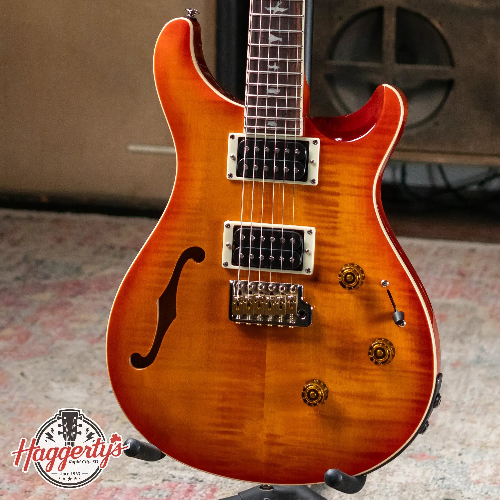 PRS SE Custom 24 Semi-Hollow Piezo - Vintage Sunburst with Gig Bag