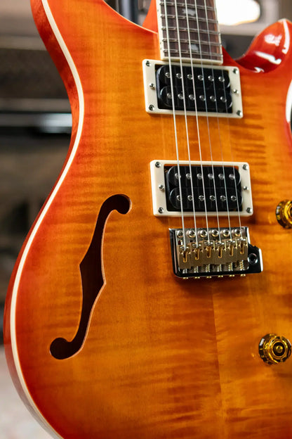 PRS SE Custom 24 Semi-Hollow Piezo - Vintage Sunburst with Gig Bag