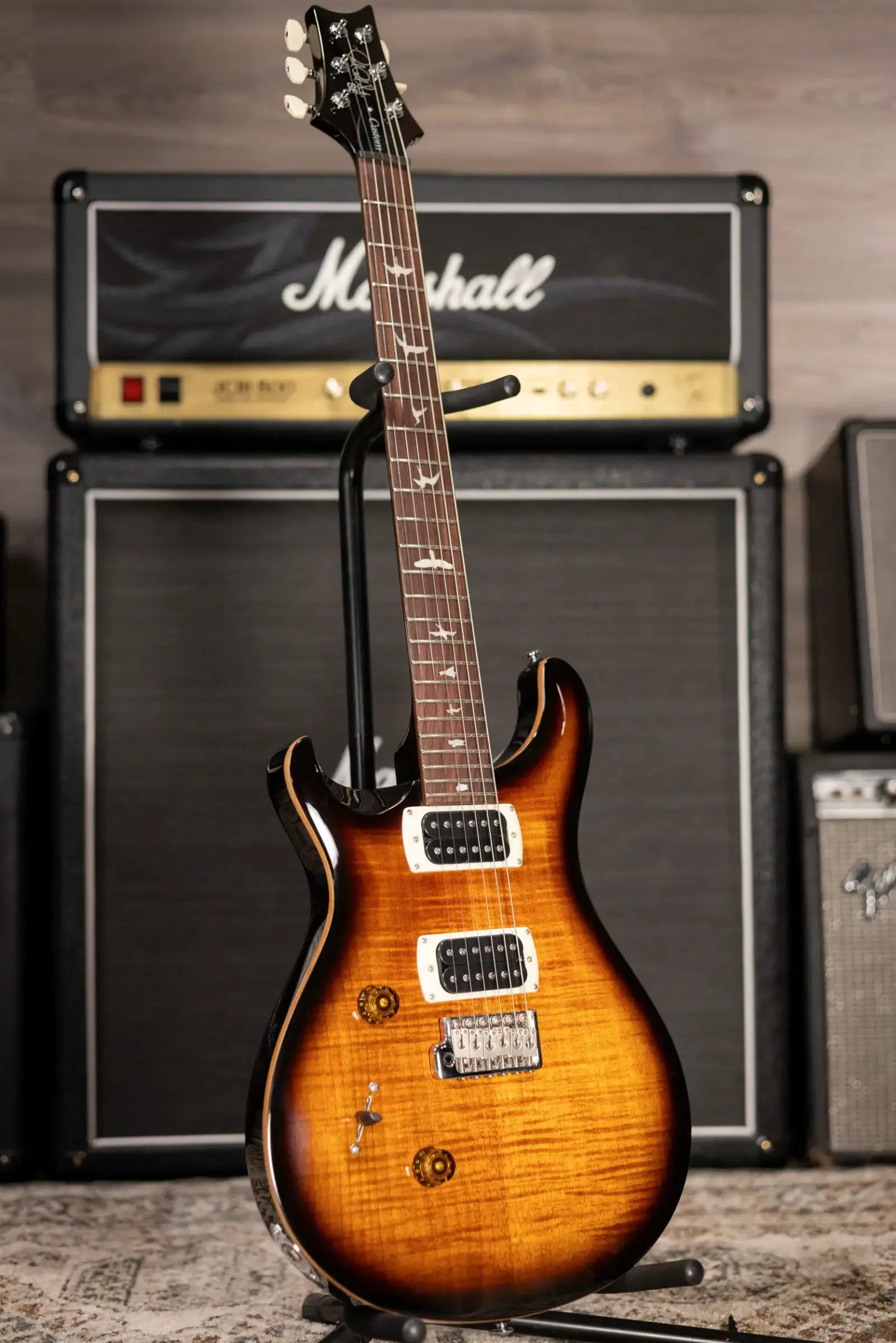 PRS SE Custom Lefty Electric Guitar - Black Gold Sunburst with Gig Bag