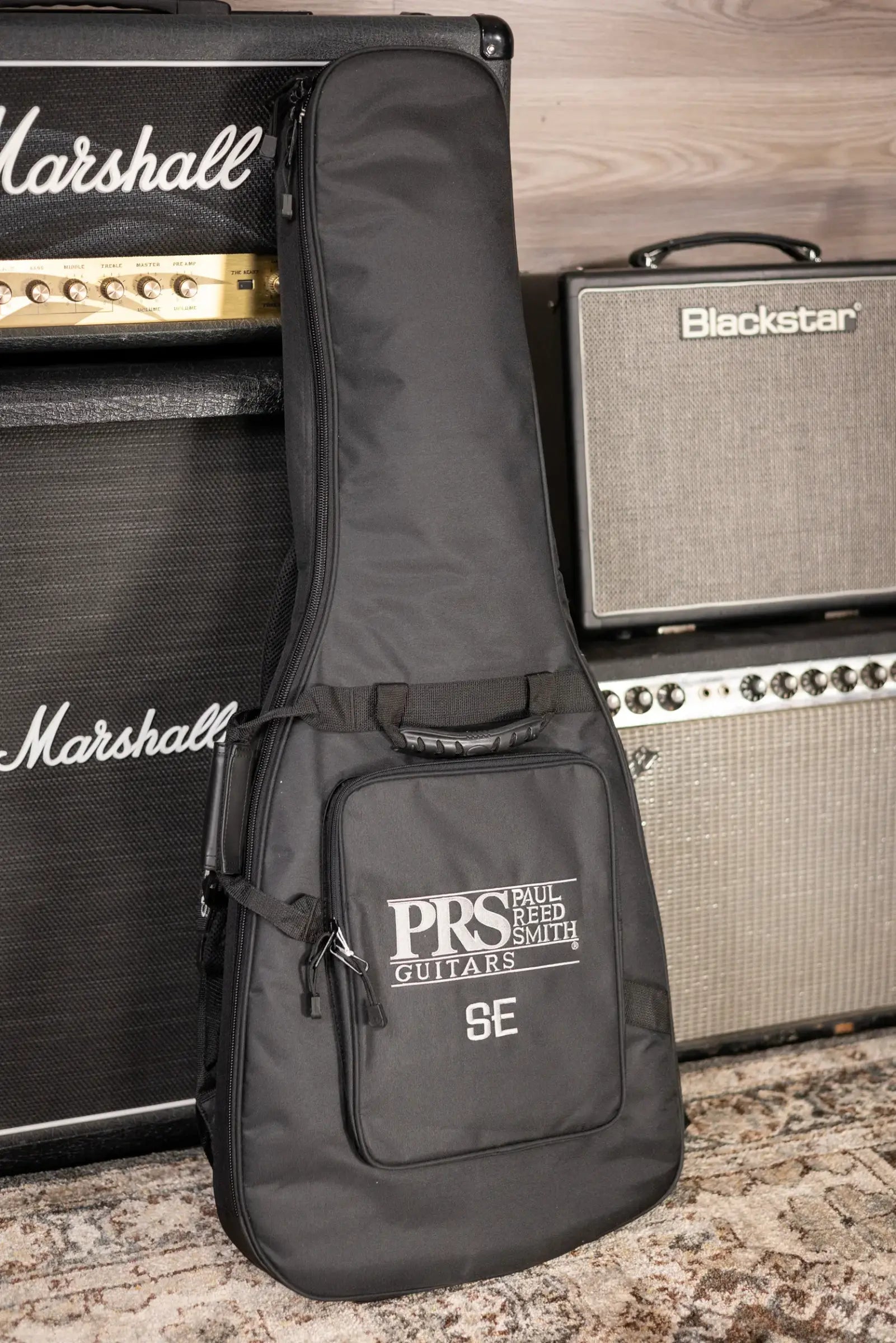 PRS SE Custom Lefty Electric Guitar - Black Gold Sunburst with Gig Bag