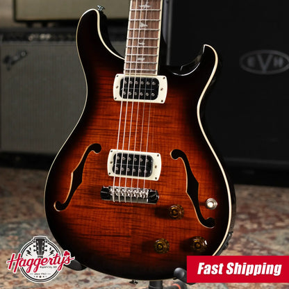 PRS SE Ed Sheeran Hollowbody I Baritone Piezo Electric Guitar - Orange Tiger Smokeburst with Gig Bag