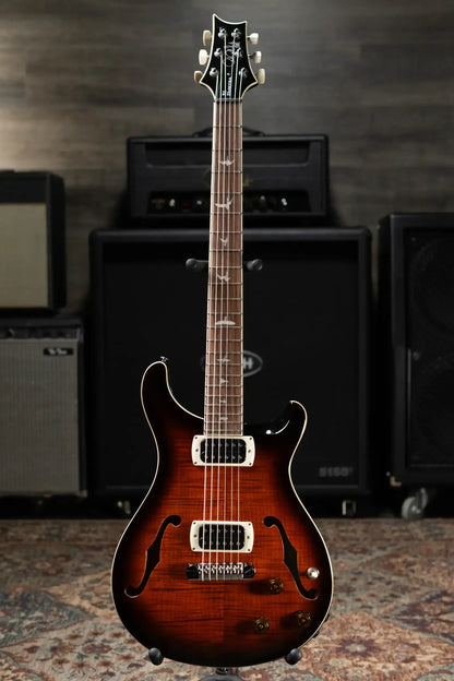 PRS SE Ed Sheeran Hollowbody I Baritone Piezo Electric Guitar - Orange Tiger Smokeburst with Gig Bag