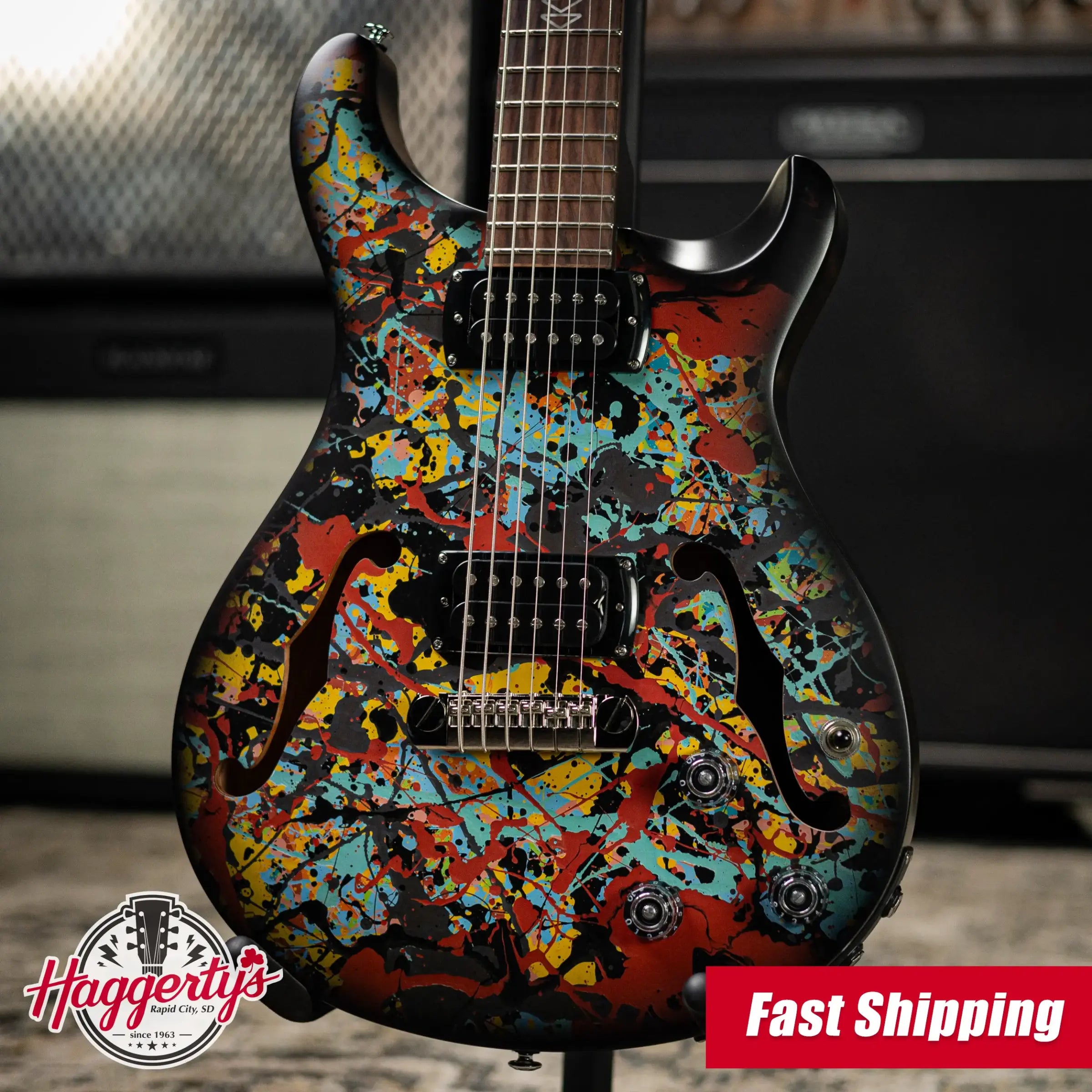 PRS SE Ed Sheeran Signature Hollowbody I Baritone Piezo LTD Electric Guitar - Cosmic Splash with Gig Bag
