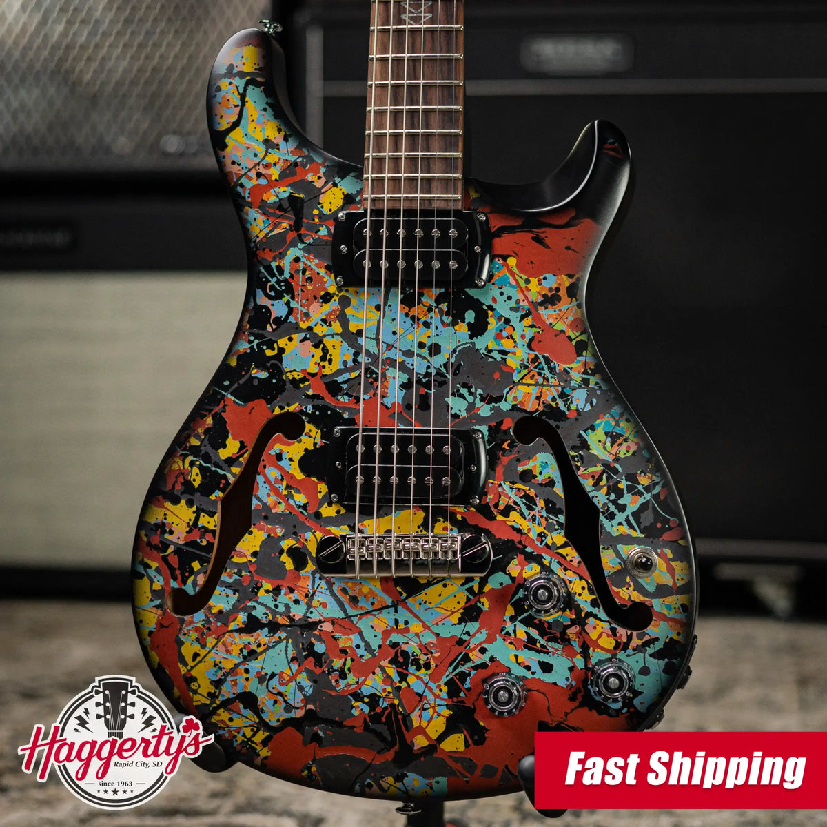 PRS SE Ed Sheeran Signature Hollowbody I Baritone Piezo LTD Electric Guitar - Cosmic Splash with Gig Bag