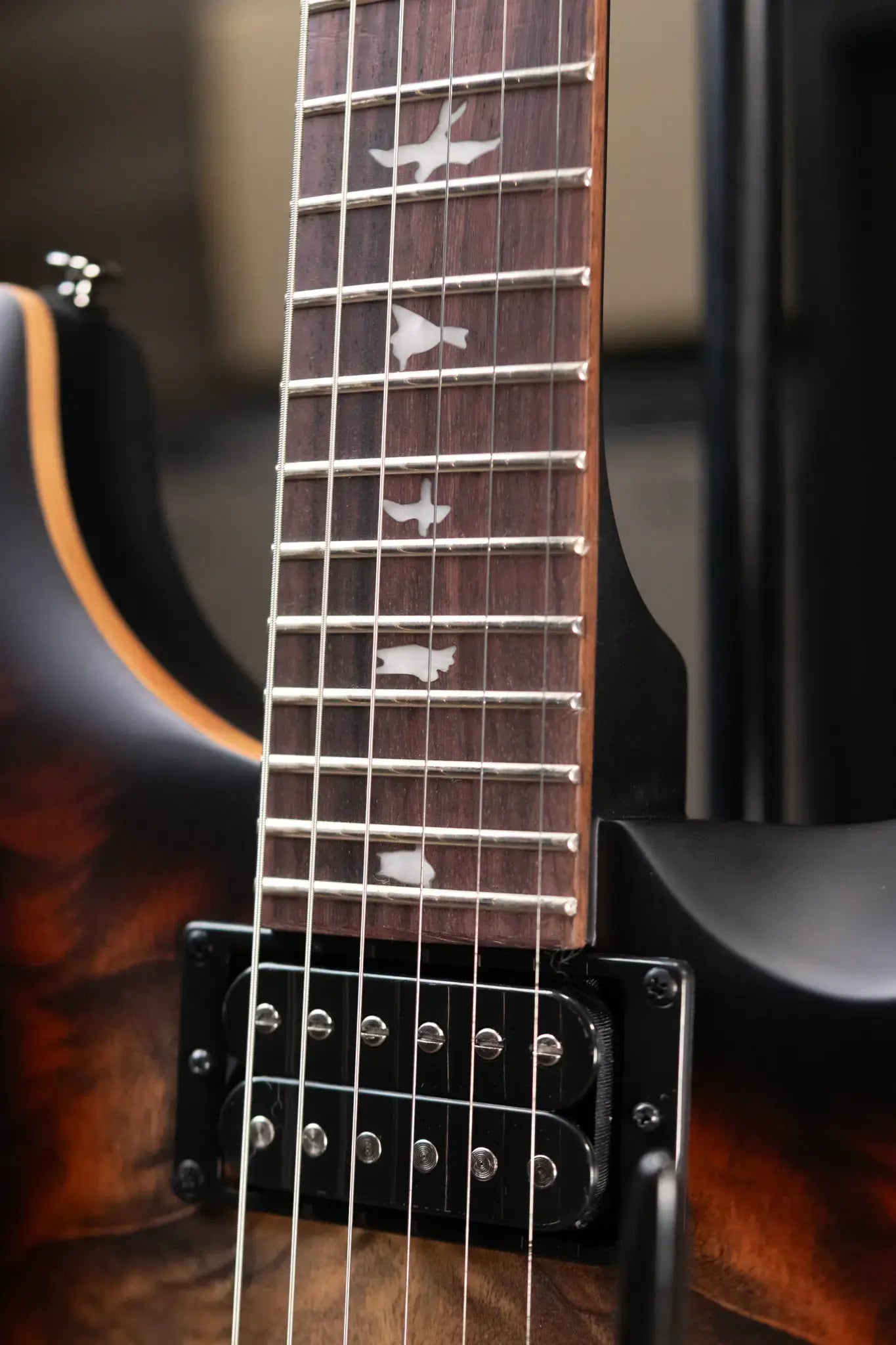 PRS SE "Exotic" Custom 24-08 Poplar Burl Electric Guitar - Charcoal Cherry Midnight Burst with Gig Bag