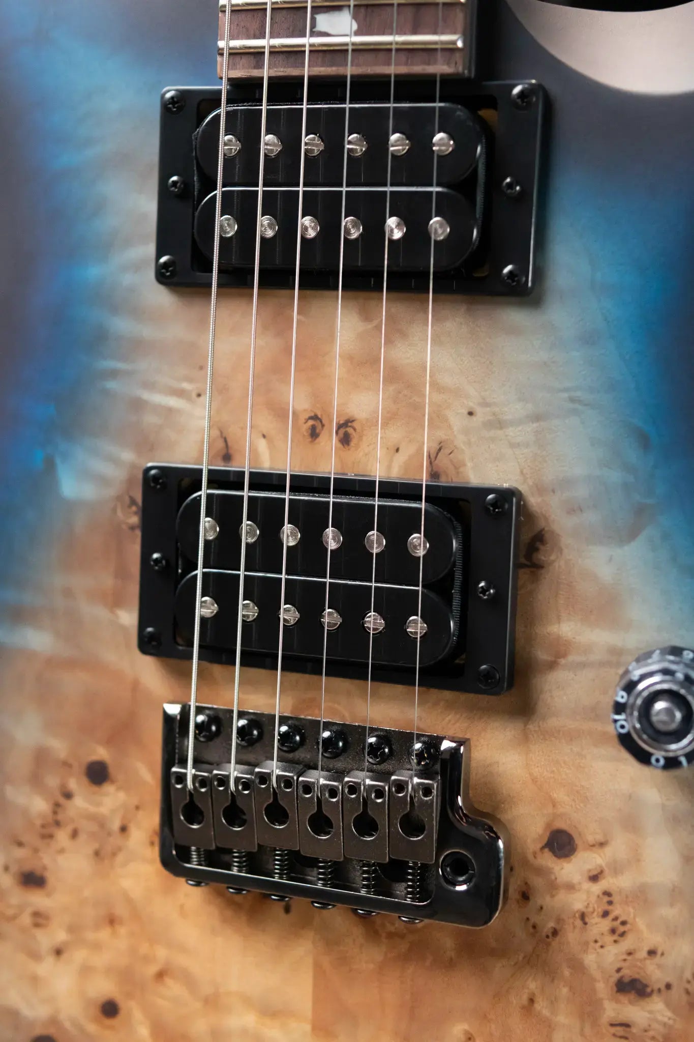 PRS SE "Exotic" Custom 24-08 Poplar Burl Electric Guitar - Lake Blue Midnight Burst with Gig Bag