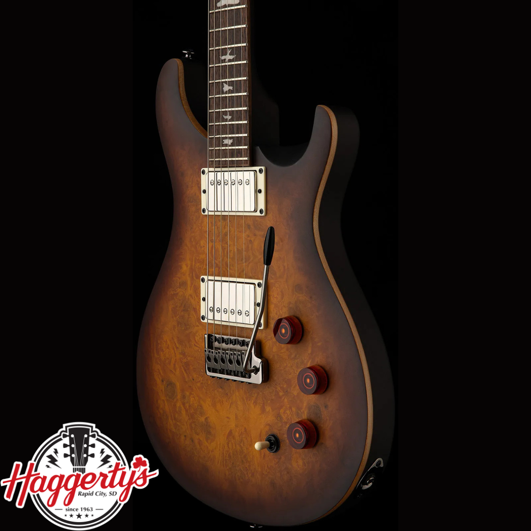 PRS SE Exotic David Grissom Signature Electric Guitar - Laurel Burl McCarty Tobacco Sunburst with Gig Bag