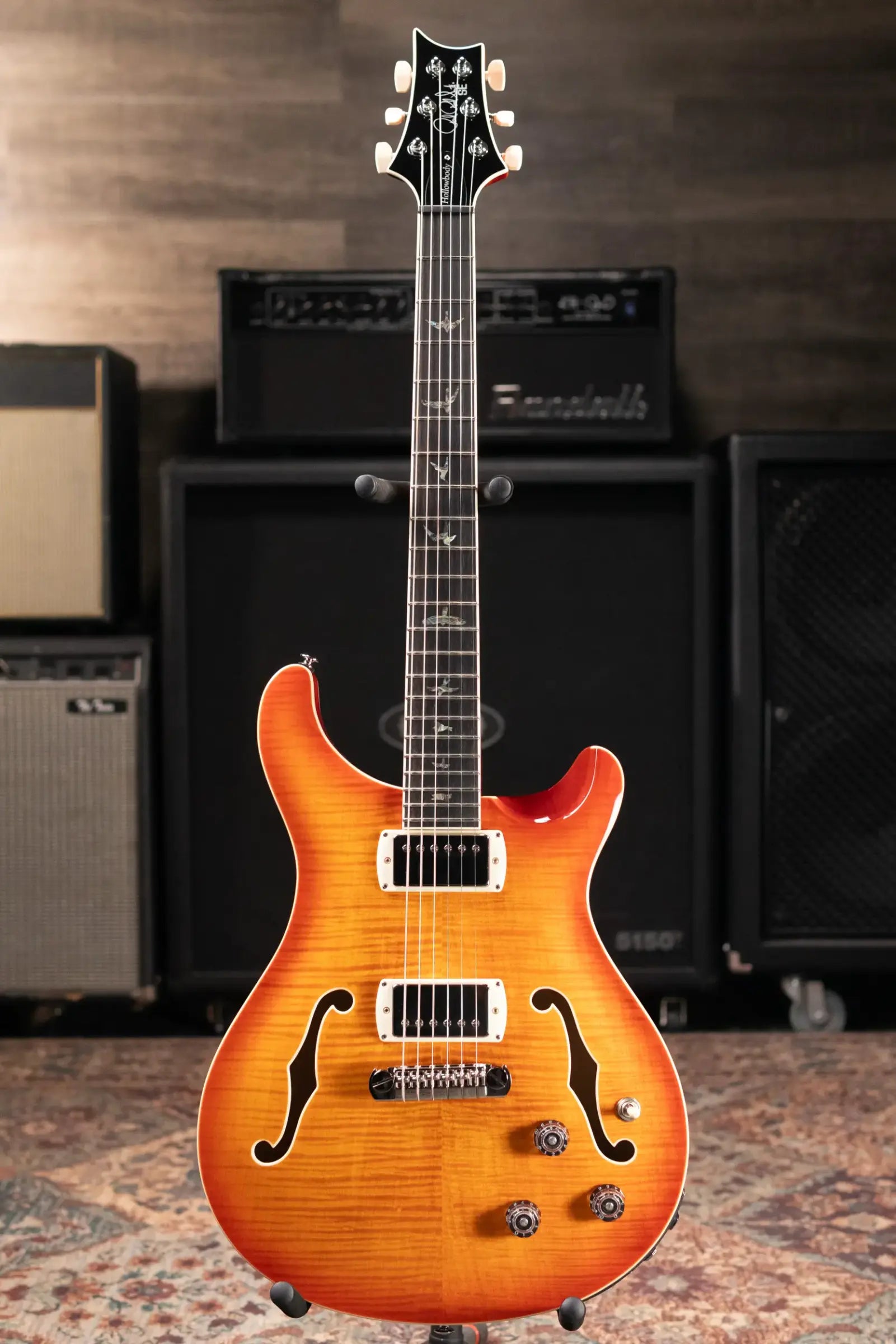 PRS SE Hollowbody II Piezo Electric Guitar - Vintage Sunburst with Gig Bag