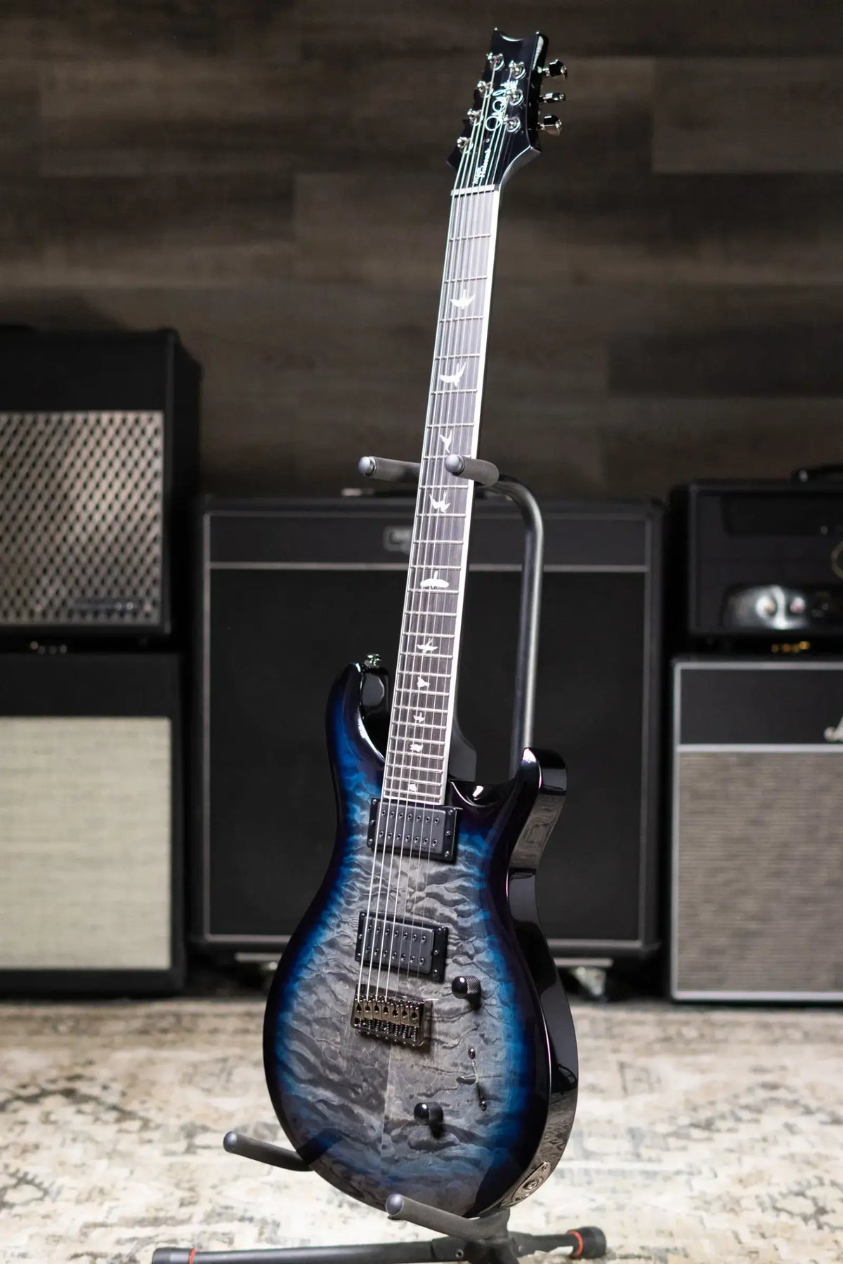 PRS SE Mark Holocomb 7-String Electric Guitar - Holcomb Blue Burst with Gig Bag