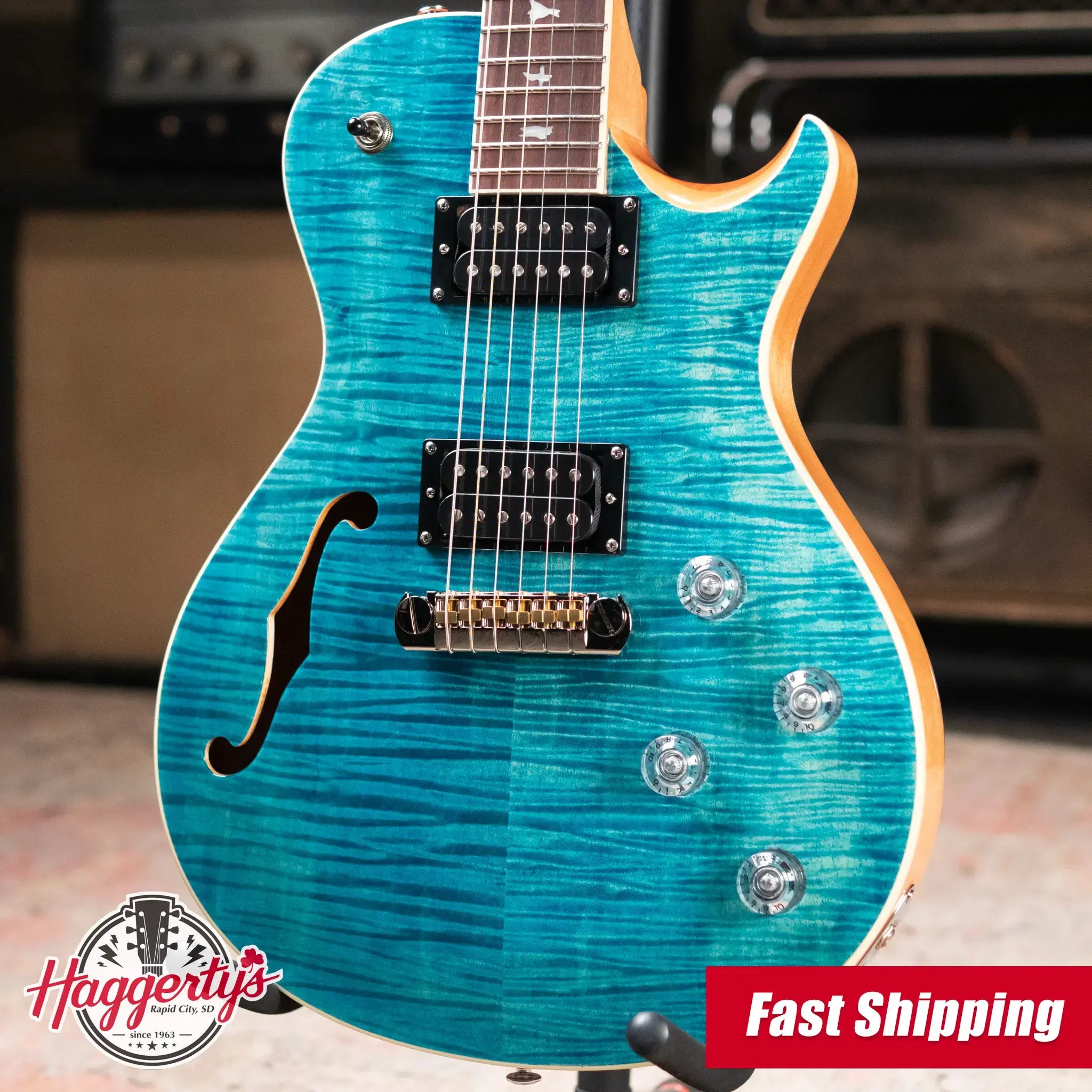 PRS SE Zach Myers Semi-Hollow Electric Guitar - Myers Blue with Gig Bag