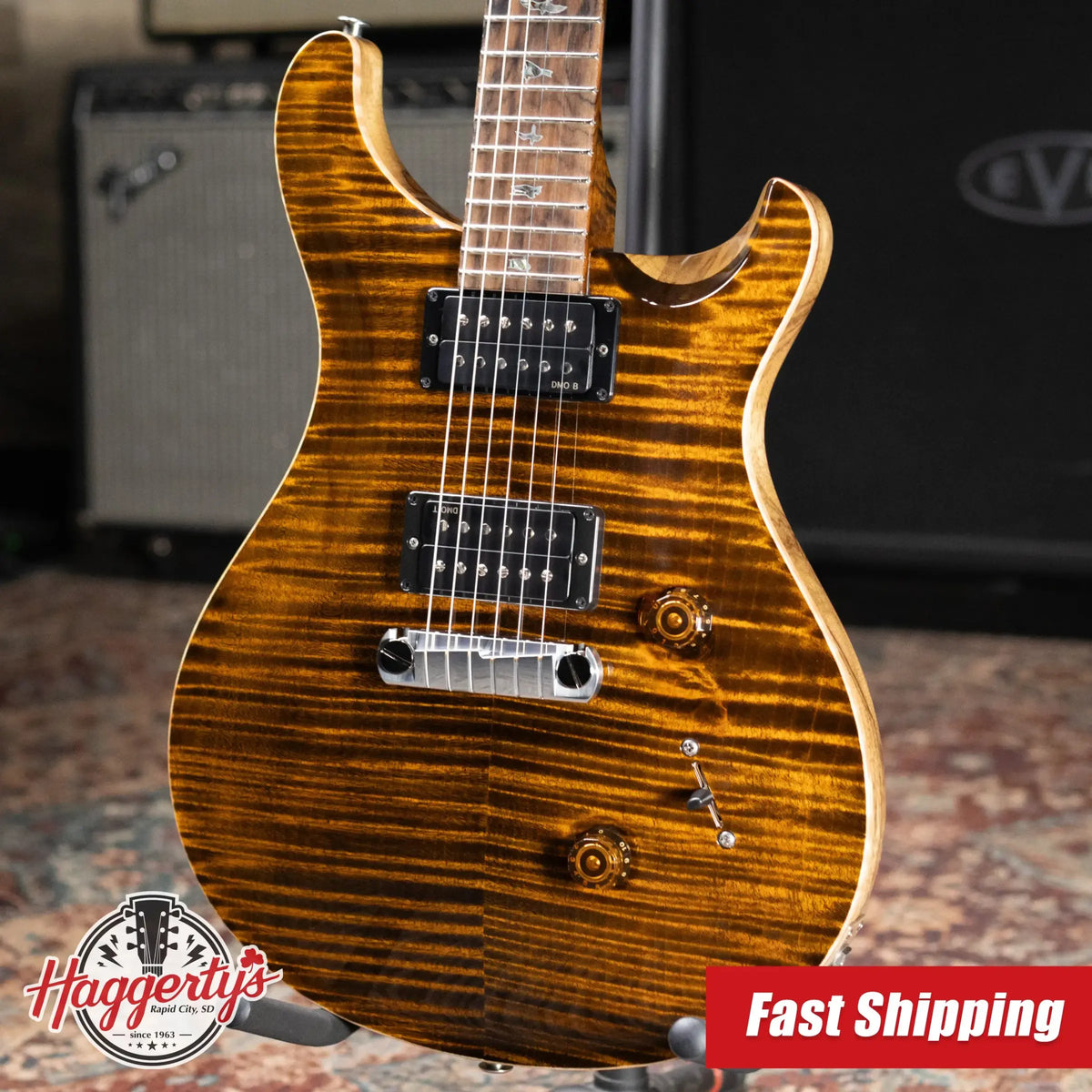 PRS Wood Library Custom 24 Stoptail Limited Edition 10-Top Electric Guitar - Tiger Eye with Hardshell Case
