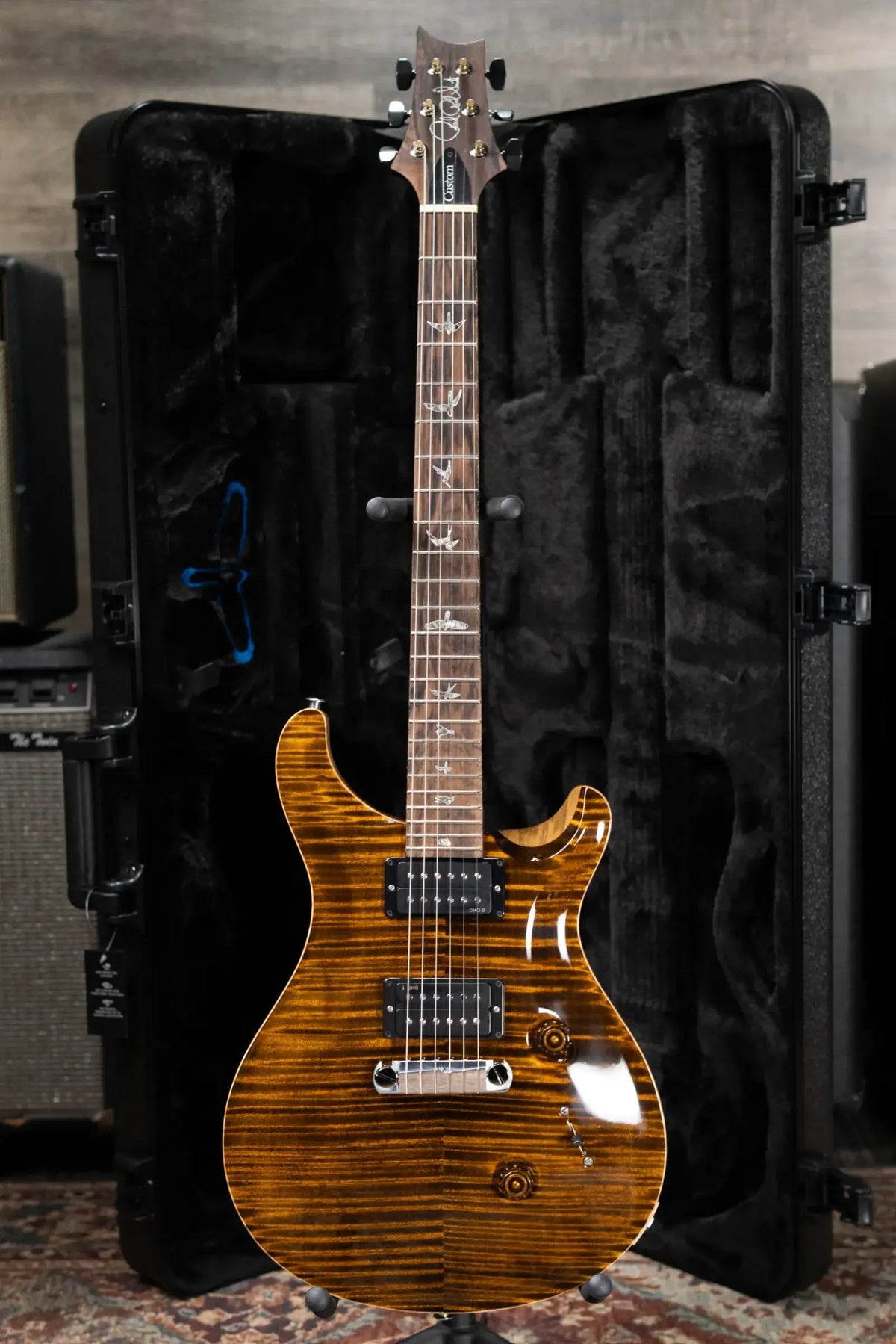 PRS Wood Library Custom 24 Stoptail Limited Edition 10-Top Electric Guitar - Tiger Eye with Hardshell Case