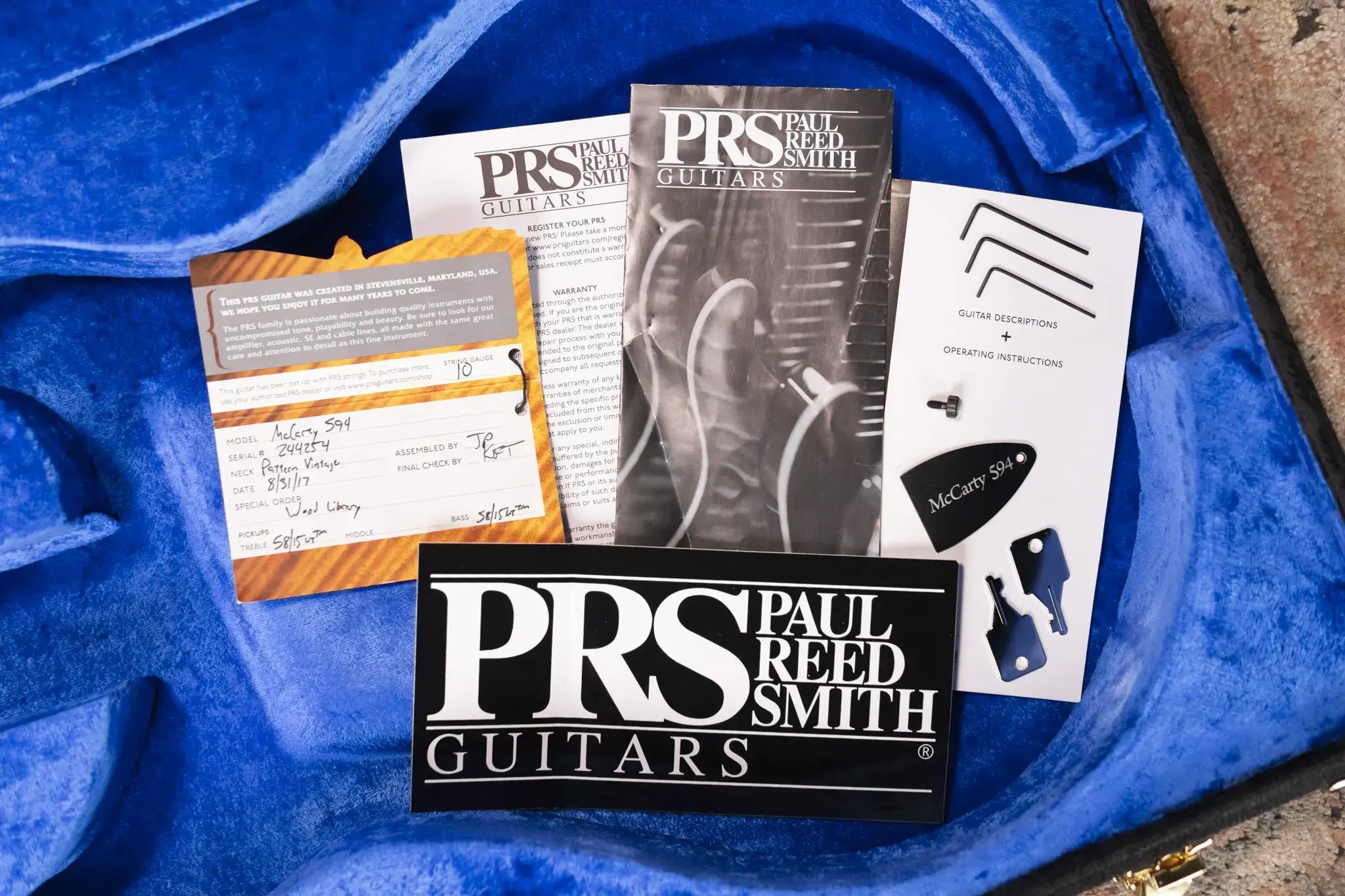 PRS Wood Library McCarty 594 Electric Guitar Satin Black Gold Burst with Hardshell Case - Used