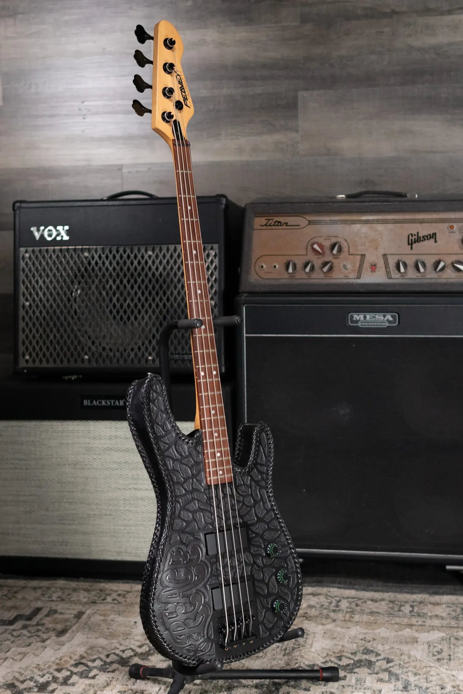 Peavey USA Foundation Electric Bass with Tooled Leather Cover and Hardshell Case - Used
