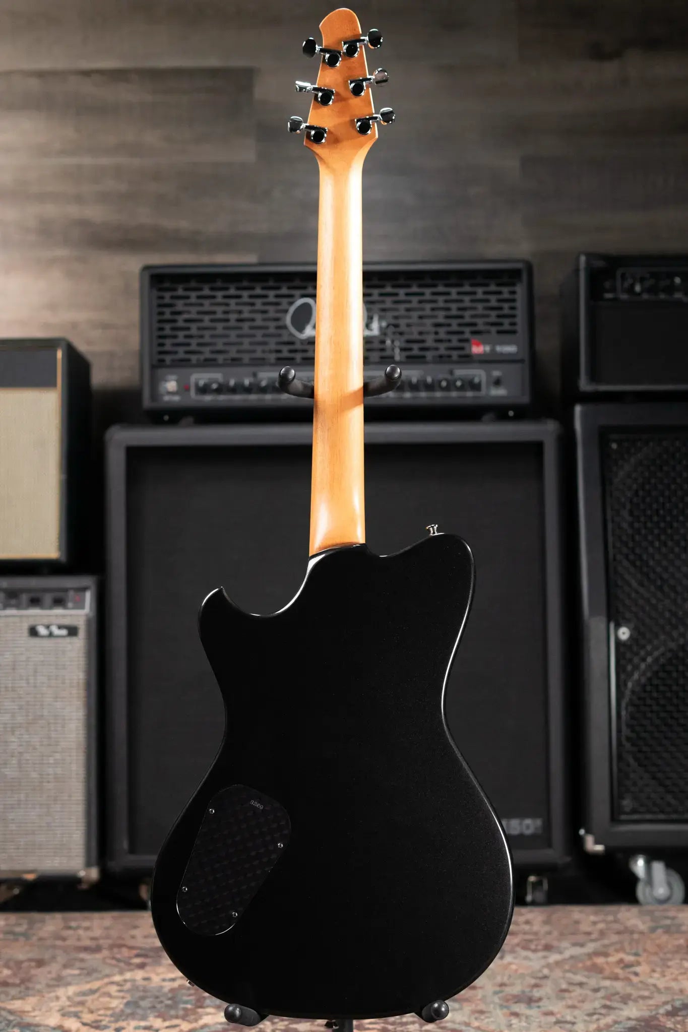 Powers Electric A-Type FF42 Hollow Body Electric Guitar - Casablanca Beige/Black Metallic with Gig Bag