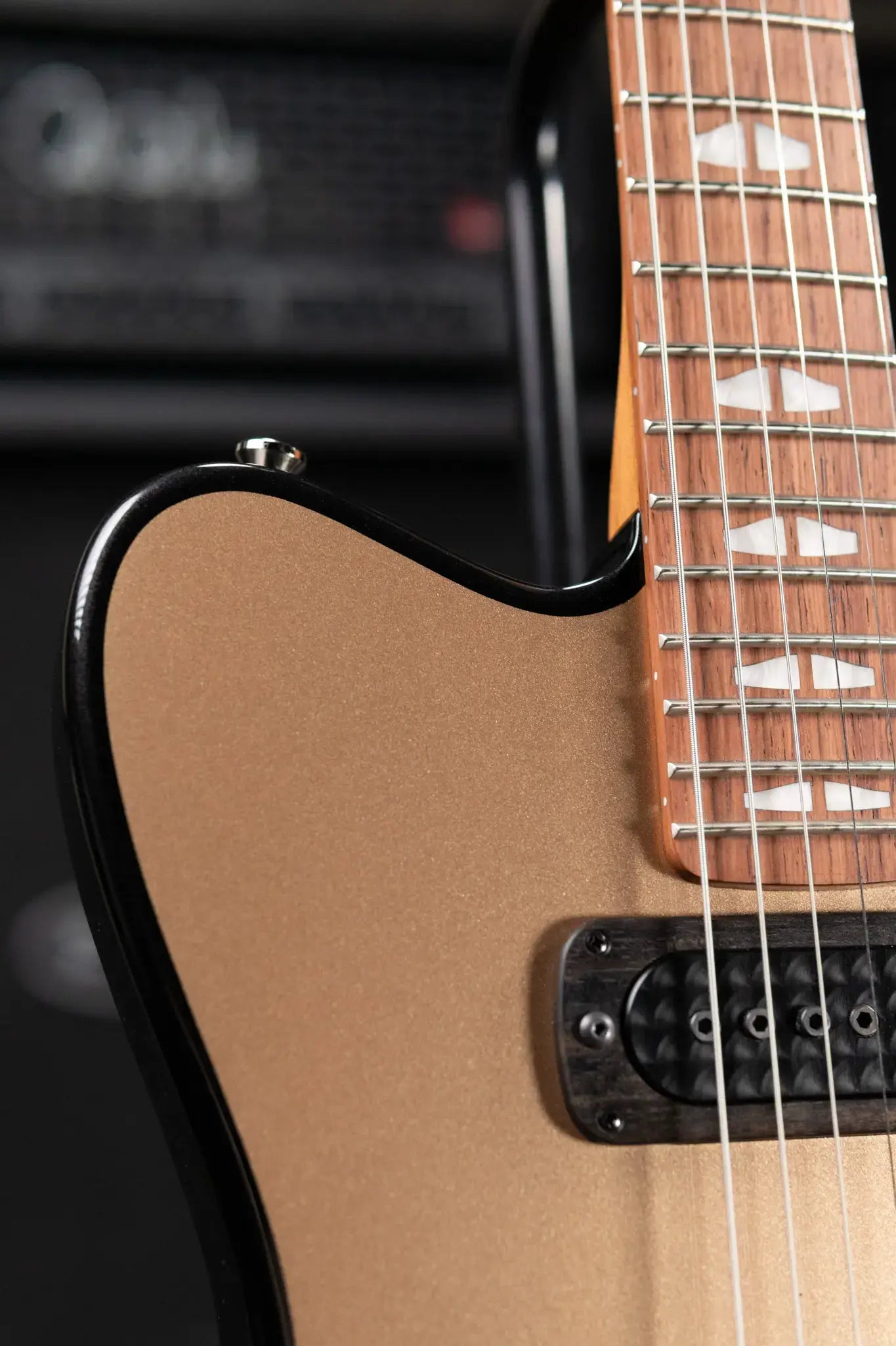 Powers Electric A-Type FF42 Hollow Body Electric Guitar - Casablanca Beige/Black Metallic with Gig Bag