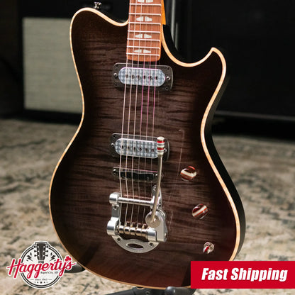 Powers Electric A-Type FF42 NAMM 2026 Hollow Body Electric Guitar - Select Maple Chroma Silver Cranberry with Gig Bag