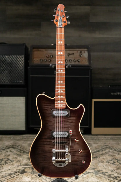 Powers Electric A-Type FF42 NAMM 2026 Hollow Body Electric Guitar - Select Maple Chroma Silver Cranberry with Gig Bag