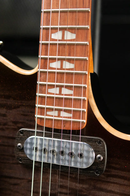 Powers Electric A-Type FF42 NAMM 2026 Hollow Body Electric Guitar - Select Maple Chroma Silver Cranberry with Gig Bag