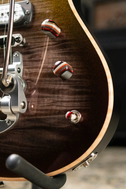 Powers Electric A-Type FF42 NAMM 2026 Hollow Body Electric Guitar - Select Maple Chroma Silver Cranberry with Gig Bag