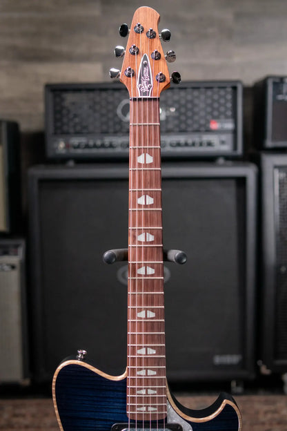 Powers Electric A-Type FF42 Hollow Body Electric Guitar - Twillight Blue with Gig Bag