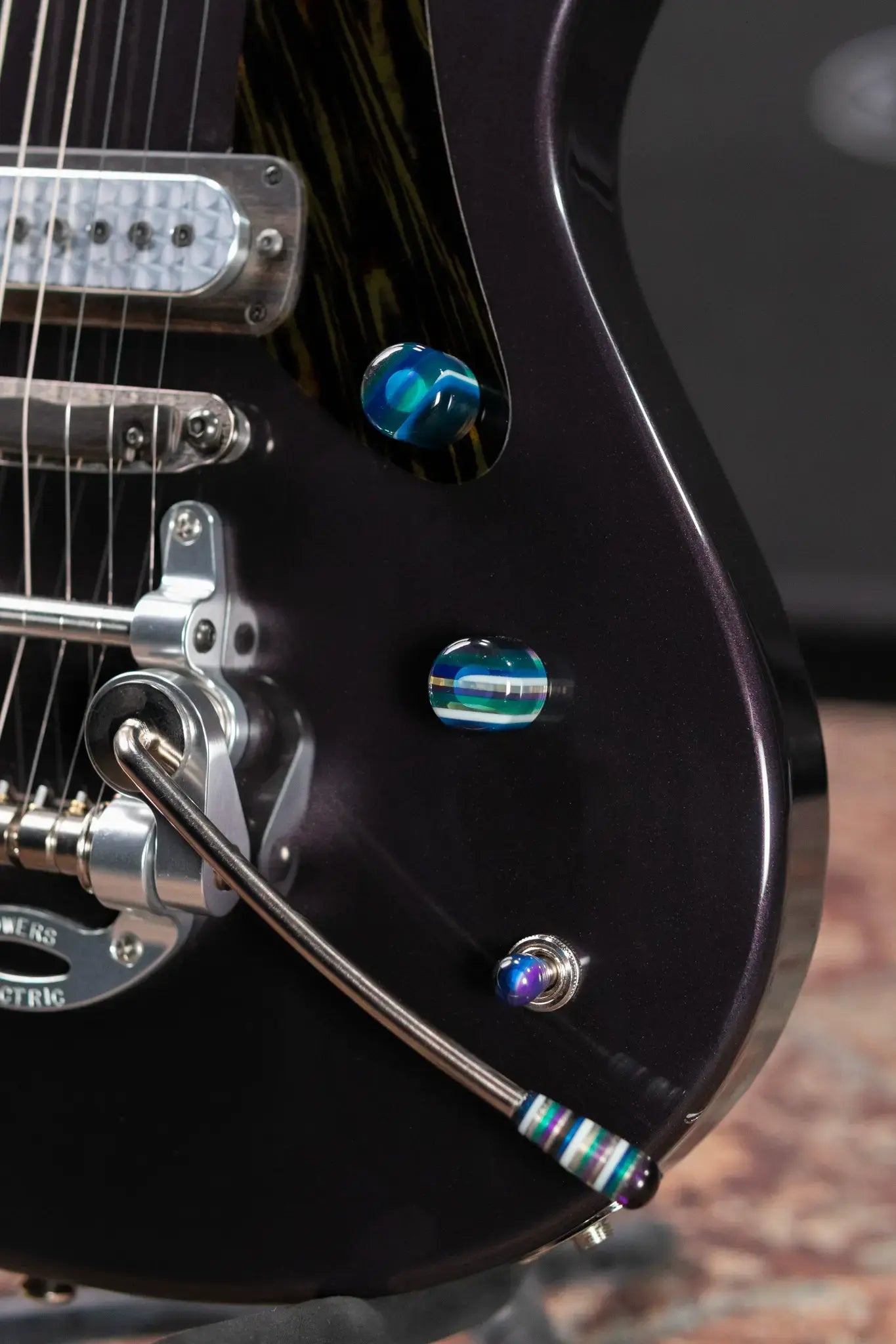 Powers Electric A-Type FF42 Hollow Body Electric Guitar - Velvet Purple Metallic with Gig Bag