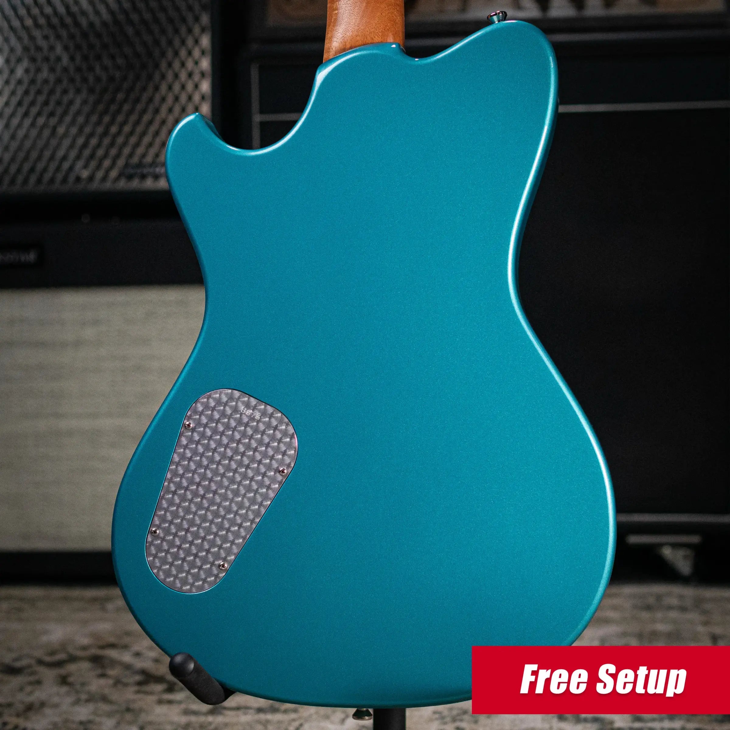 Powers Electric A-Type FF42 Hollow Body Electric Guitar - Vintage Glacier White/Tourmaline Green with Gig Bag