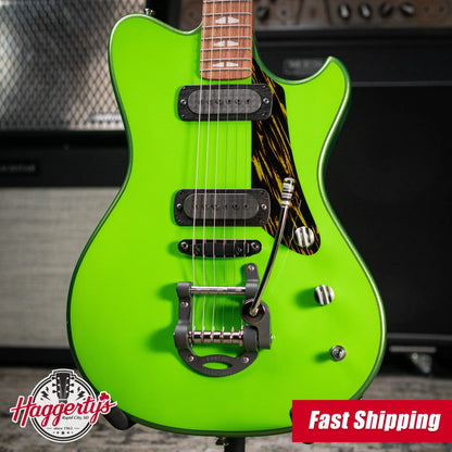 Powers Electric A-Type FF42 Hollow Body Electric Guitar - Willow Green/Java Green Metallic with Gig Bag